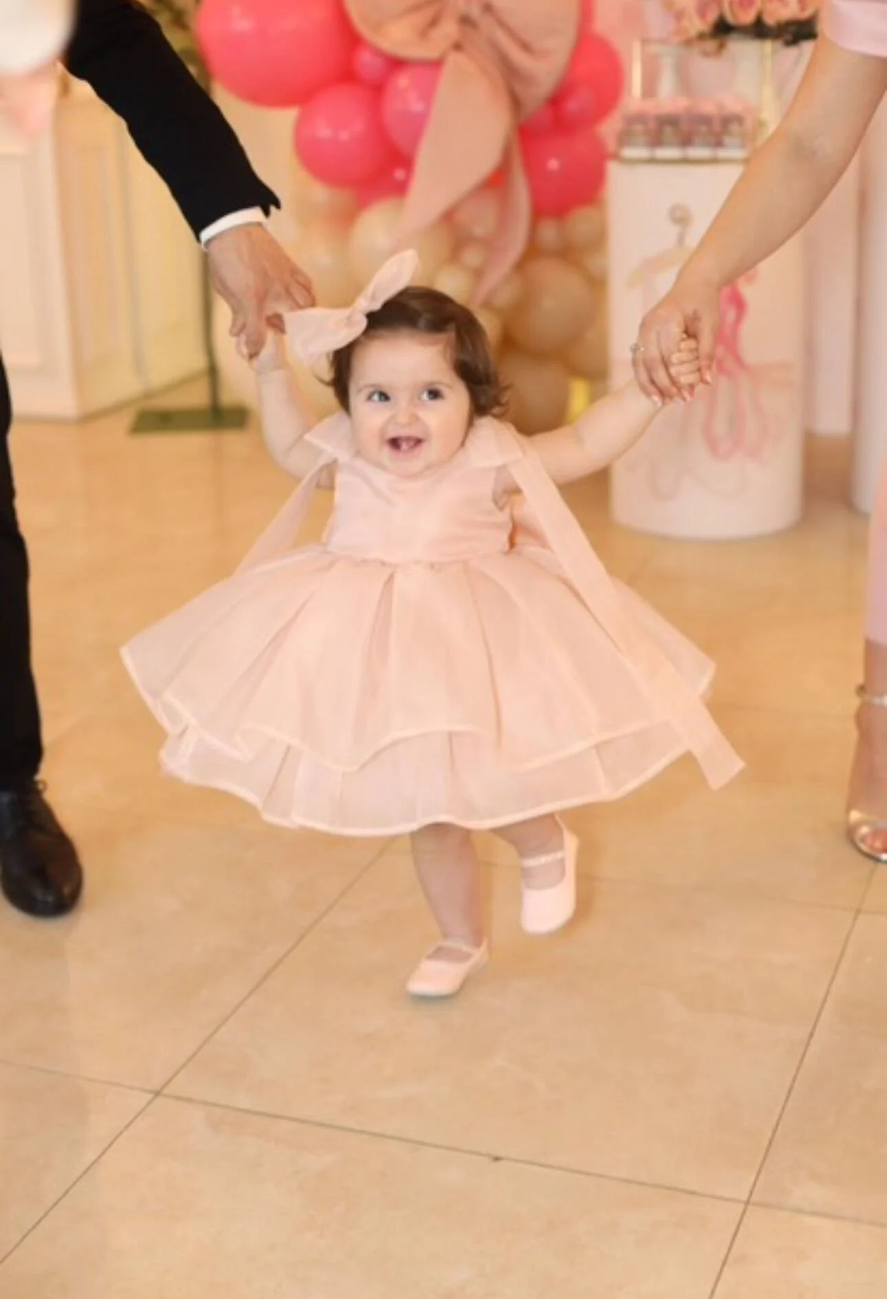 Pudra Pembe Çocuk Abiye Elbise Tüllü