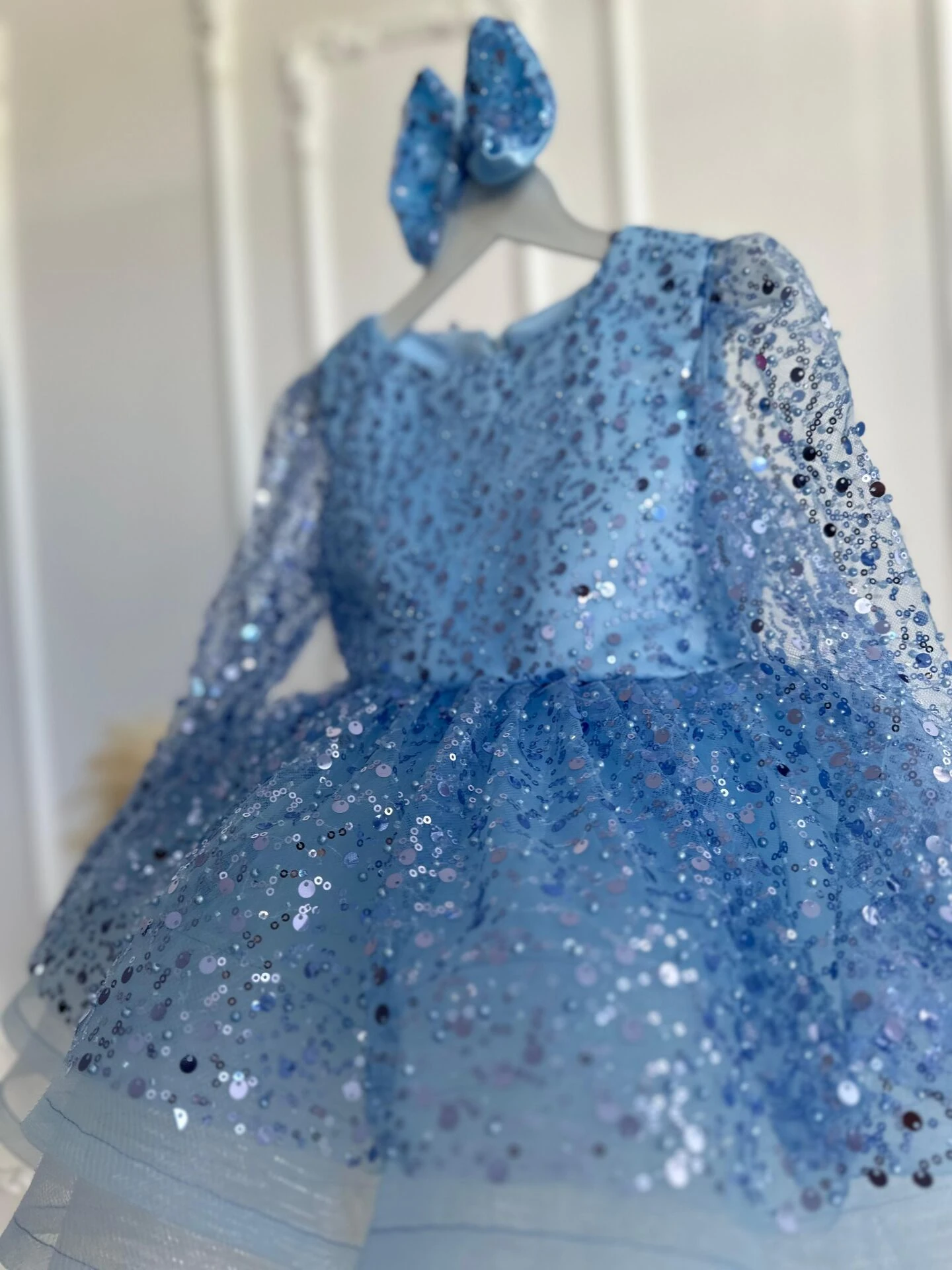 Bebe Mavisi Elbise,Çocuk Abiye (Elsa için Tercih Edilen)