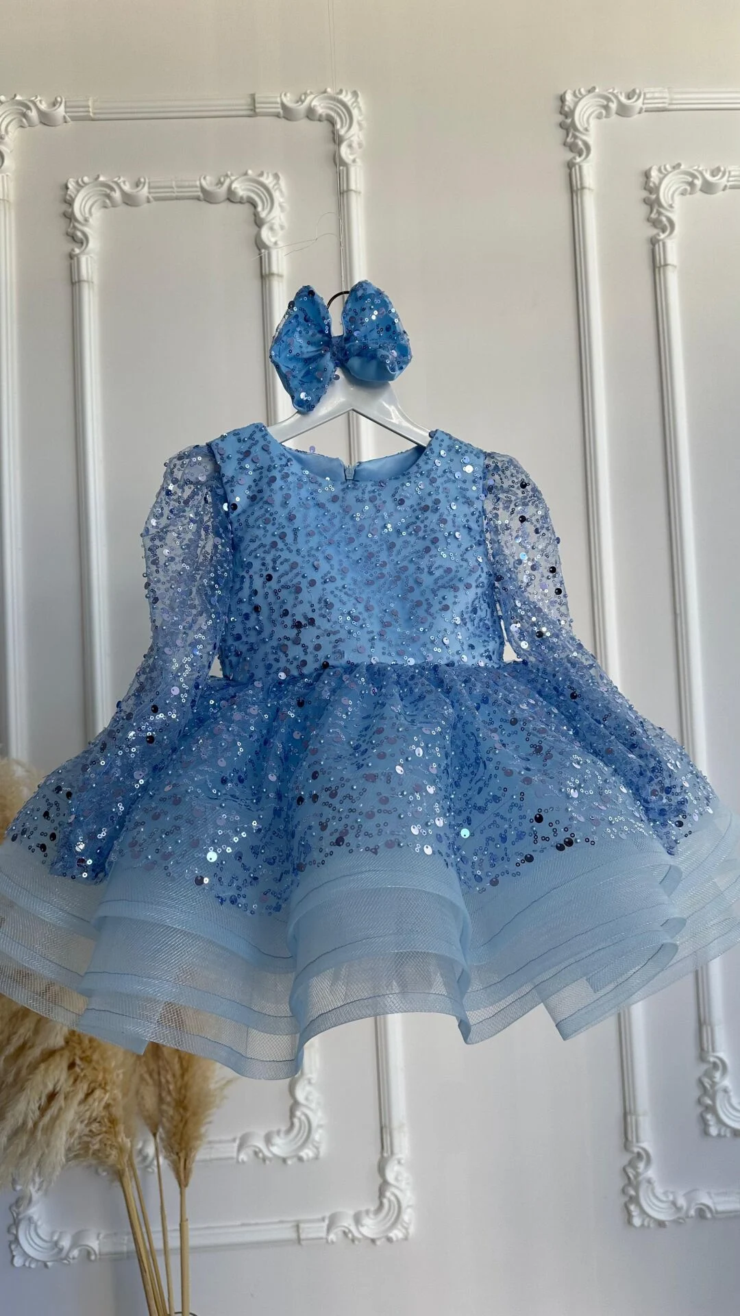 Bebe Mavisi Elbise,Çocuk Abiye (Elsa için Tercih Edilen)