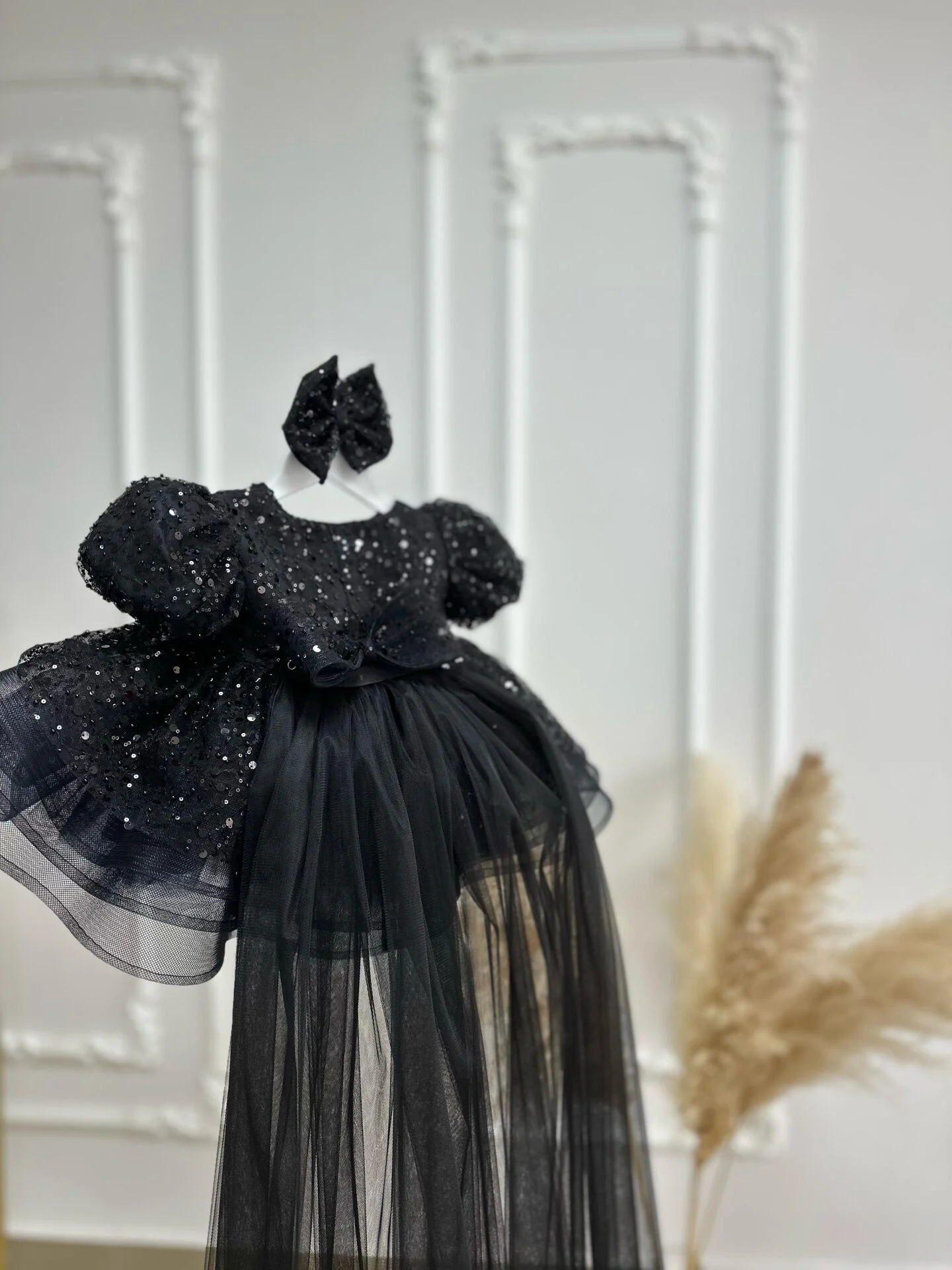 Siyah Masal Kuyruklu Abiye Elbise