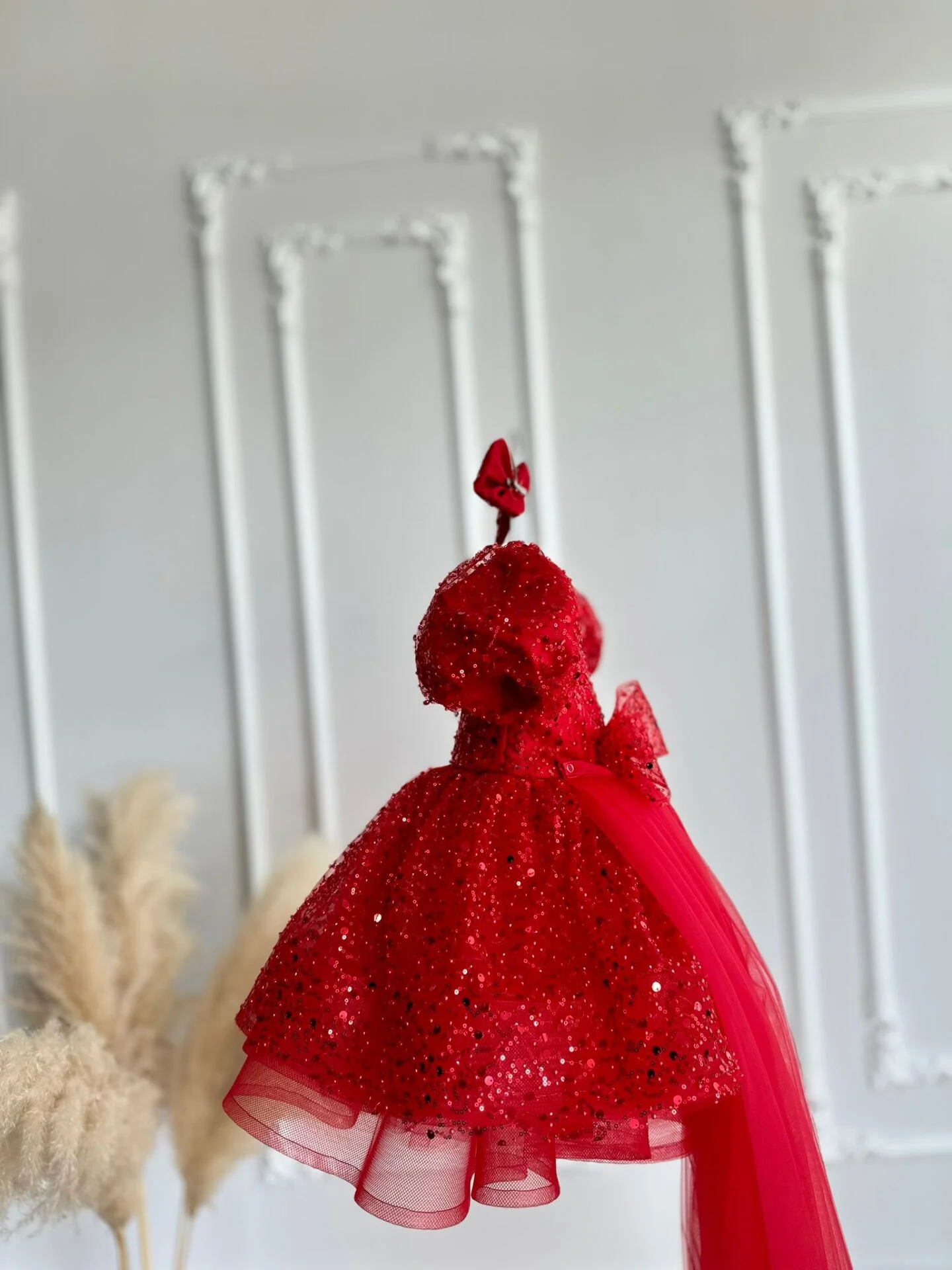 Kırmızı İnci Boncuklu Karpuz Kollu Kuyruklu Bebek, Çocuk Abiyesi