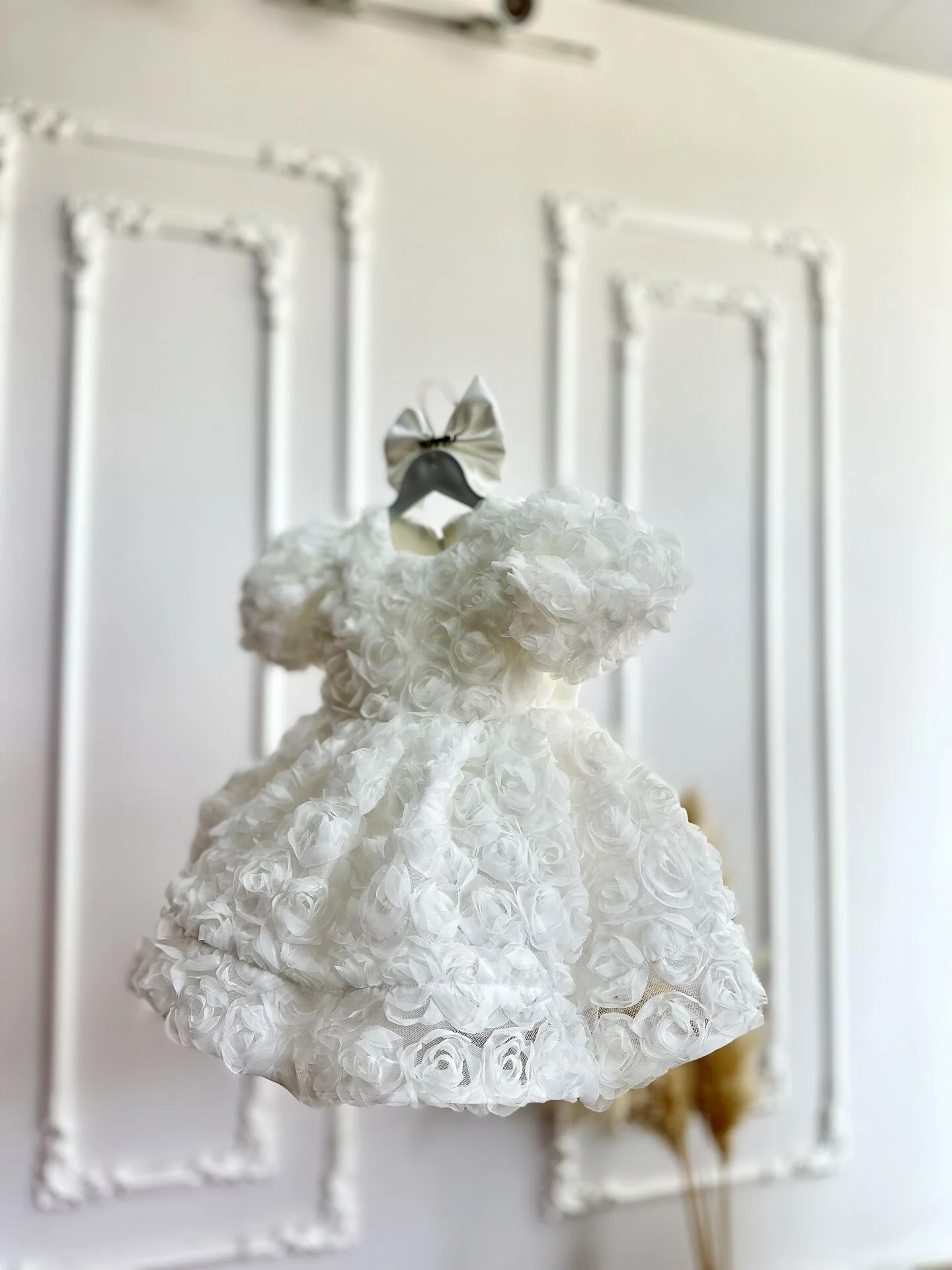 Beyaz Rose Çiçek Abiye