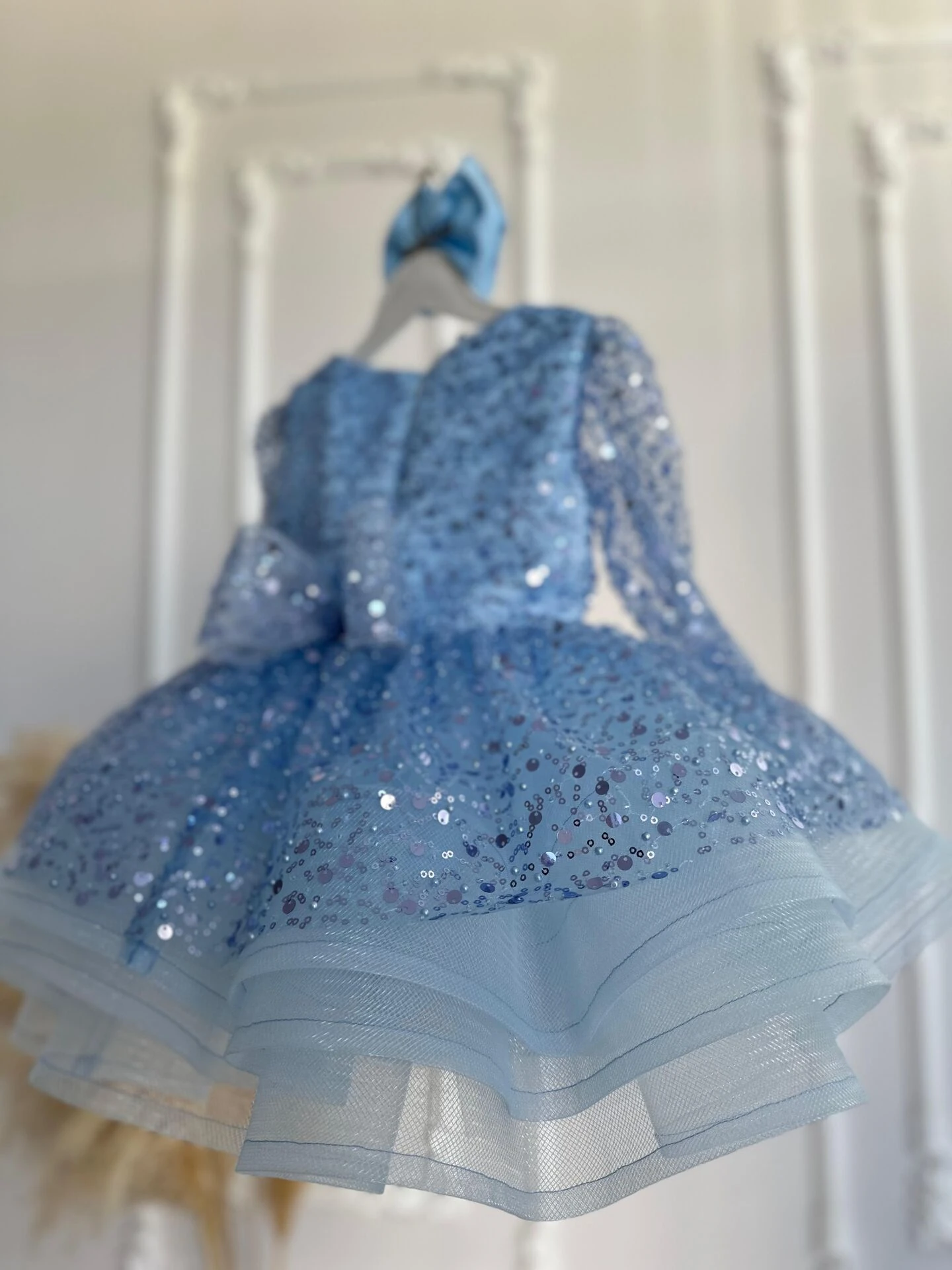 Bebe Mavisi Elbise,Çocuk Abiye (Elsa için Tercih Edilen)