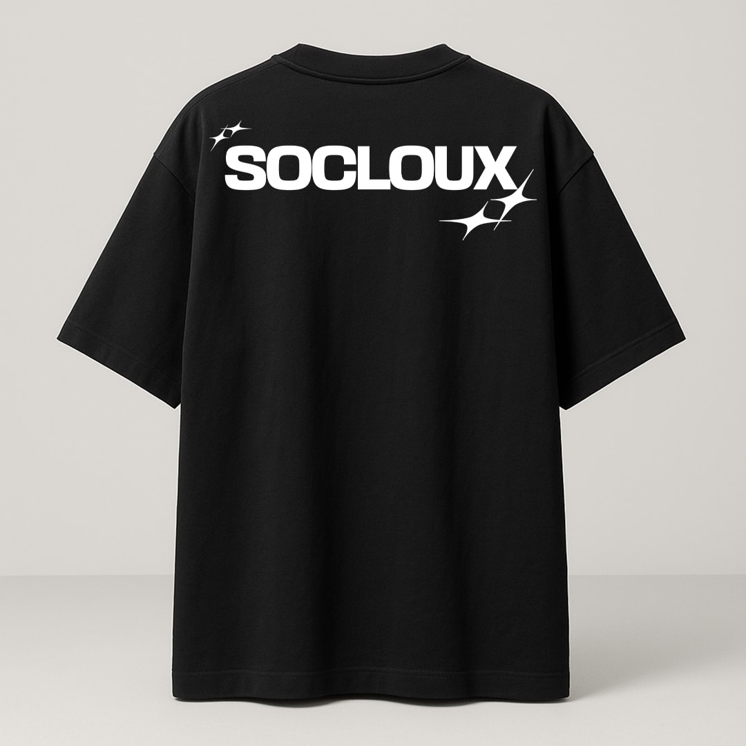 SOCLOUX STAR PREMIUM OVERSIZE T-SHIRT - SİYAH