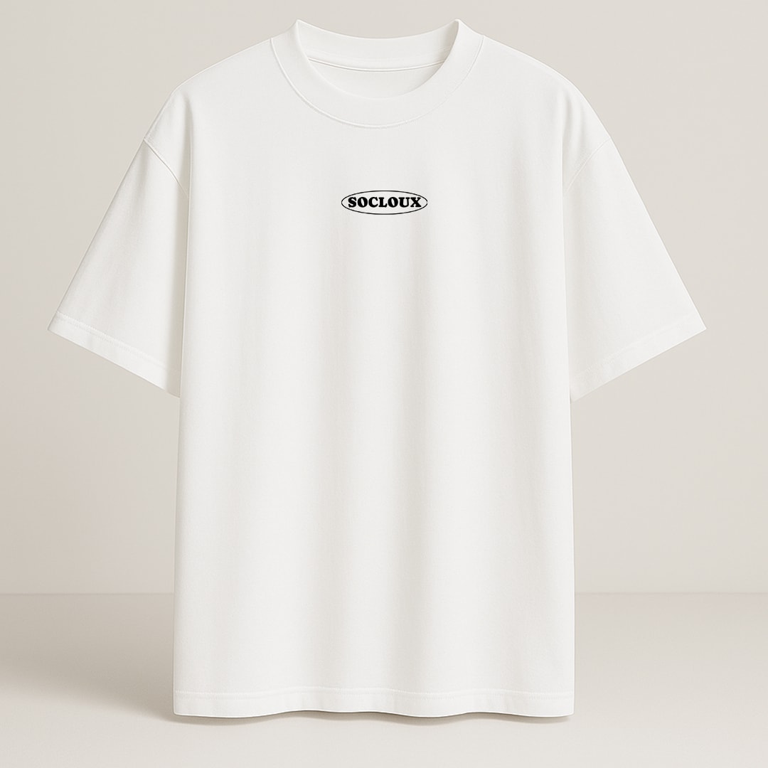 SOCLOUX CIRCLE PREMIUM OVERSIZE T-SHIRT - BEYAZ