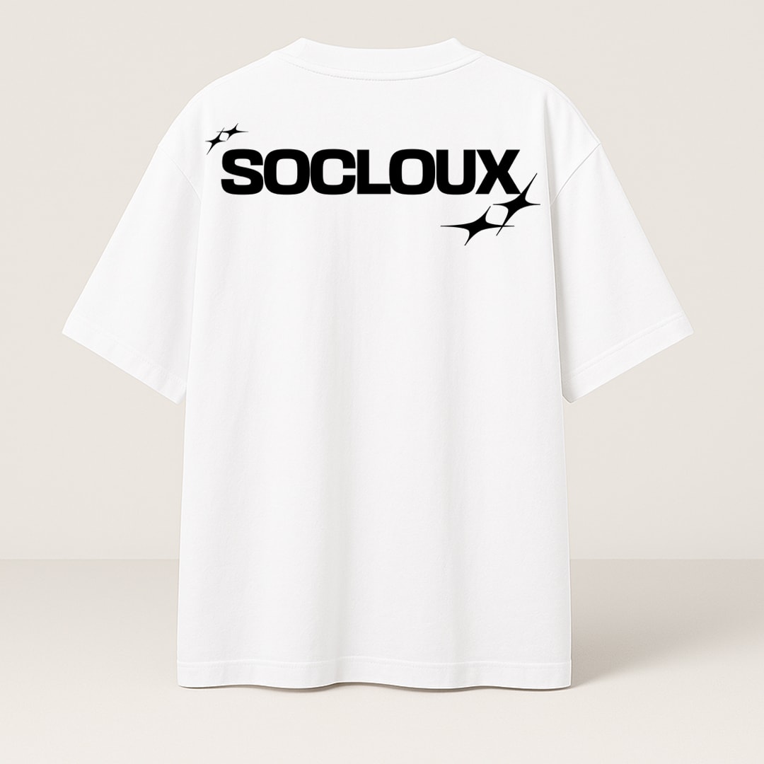 SOCLOUX STAR PREMIUM OVERSIZE T-SHIRT - BEYAZ