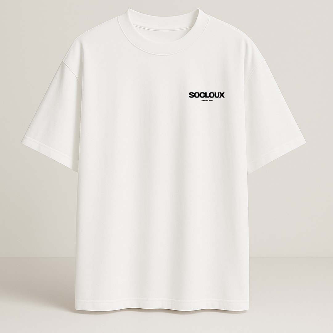 SOCLOUX APPAREL BASIC PREMIUM OVERSIZE T-SHIRT - BEYAZ