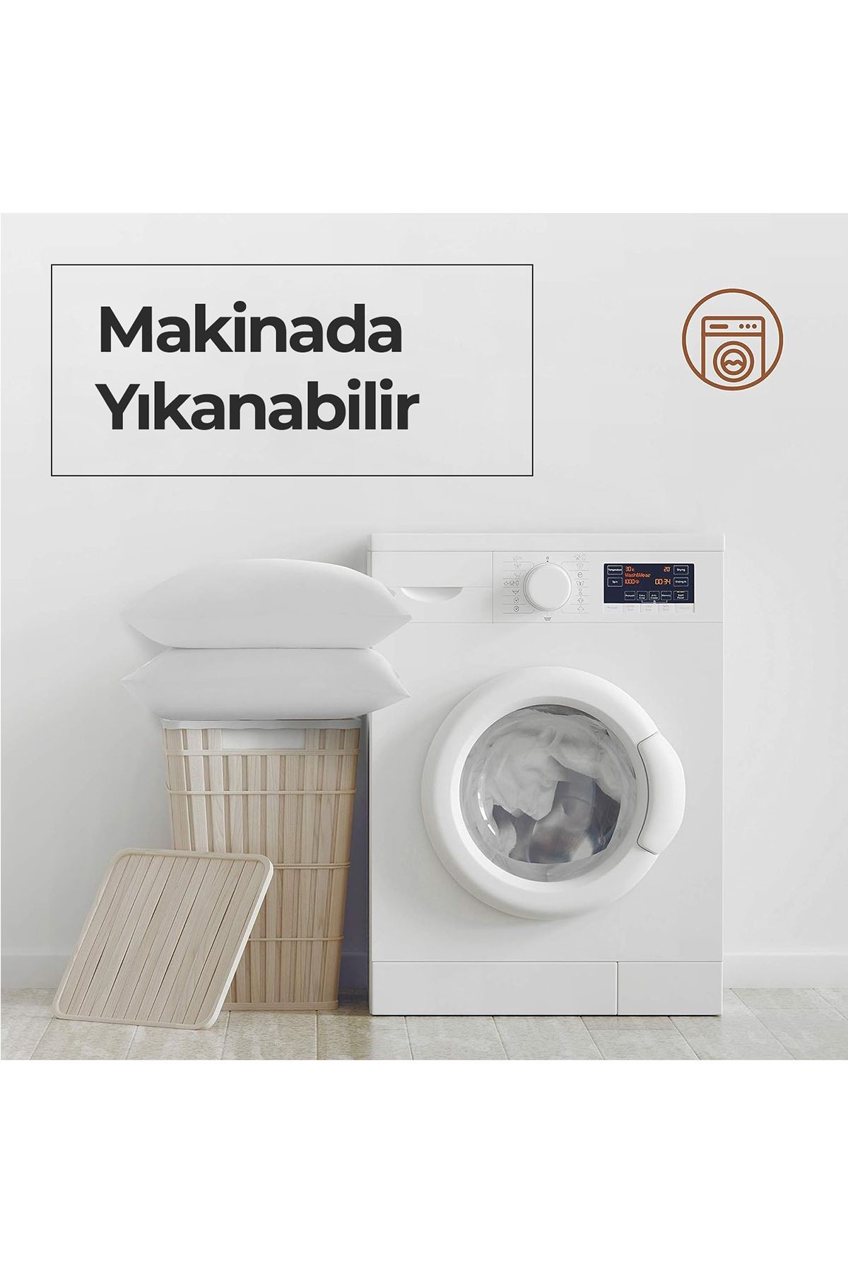 Pamuk Silikon Yastık Beyaz 50x70 Düz Sade Elyaf Dolgulu Otel Yıkanabilir Antibakteriyal Yumuşak