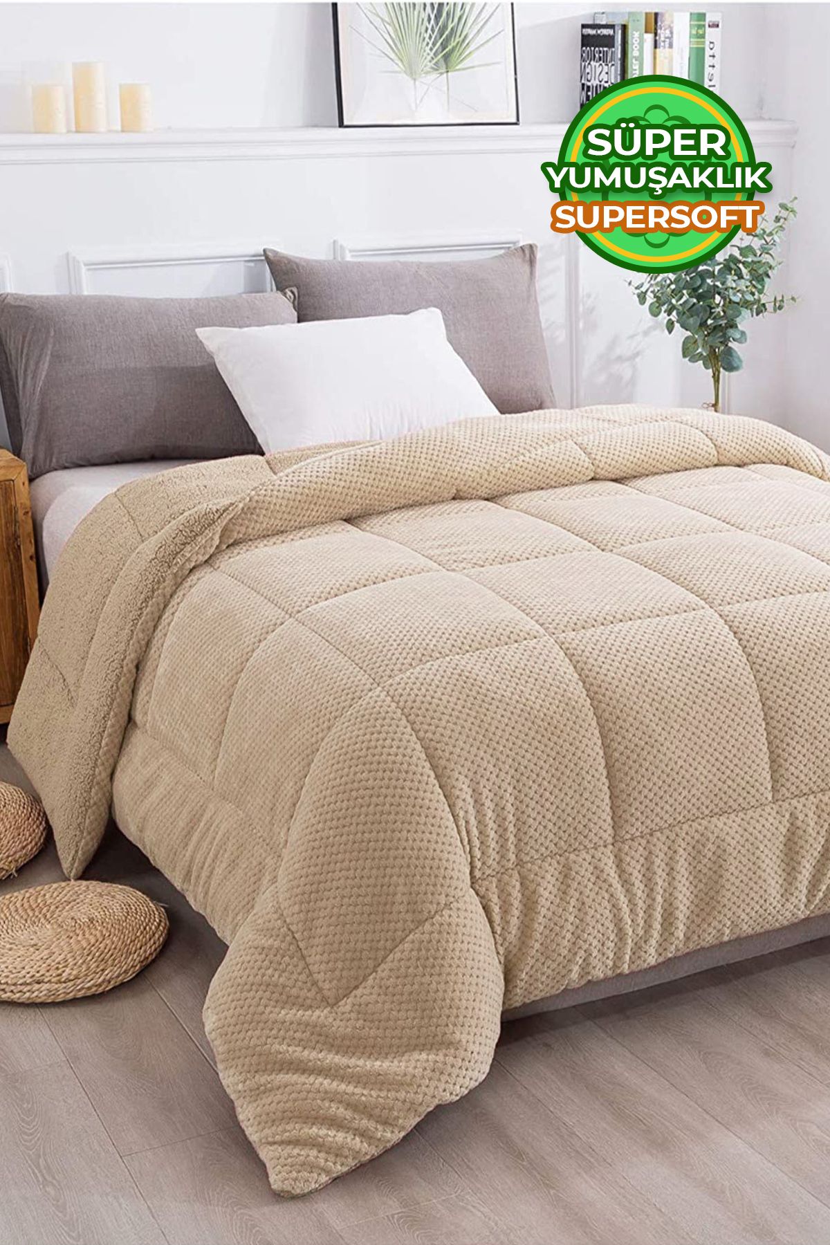 Ultra Yumuşak Tek Kişilik Çift Taraflı Wellsoft Peluş Yorgan Yıkanabilir 160x220 Cm