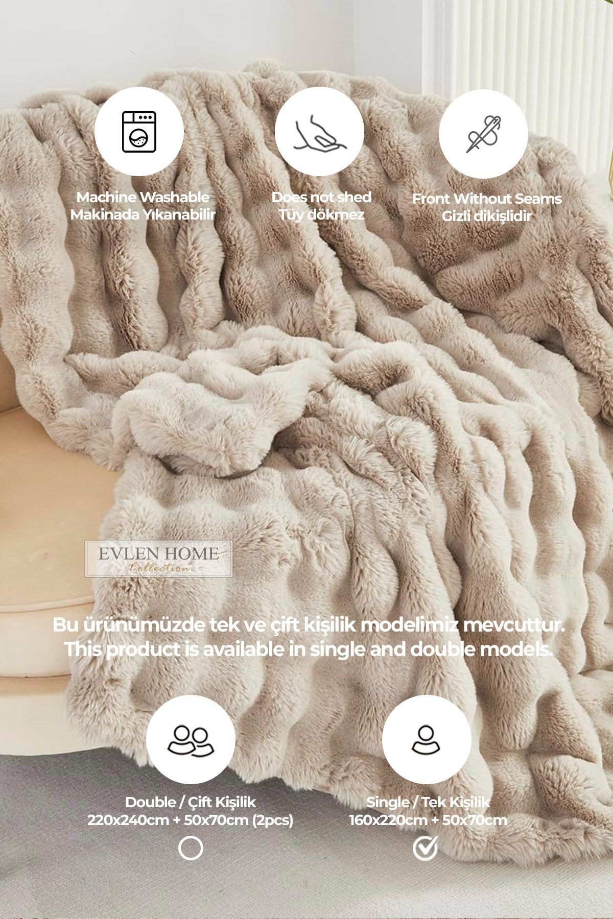 Yatak Örtüsü Seti Tek Kişilik Peluş Yumuşak Yorgan Wellsoft 2 Parça Loria