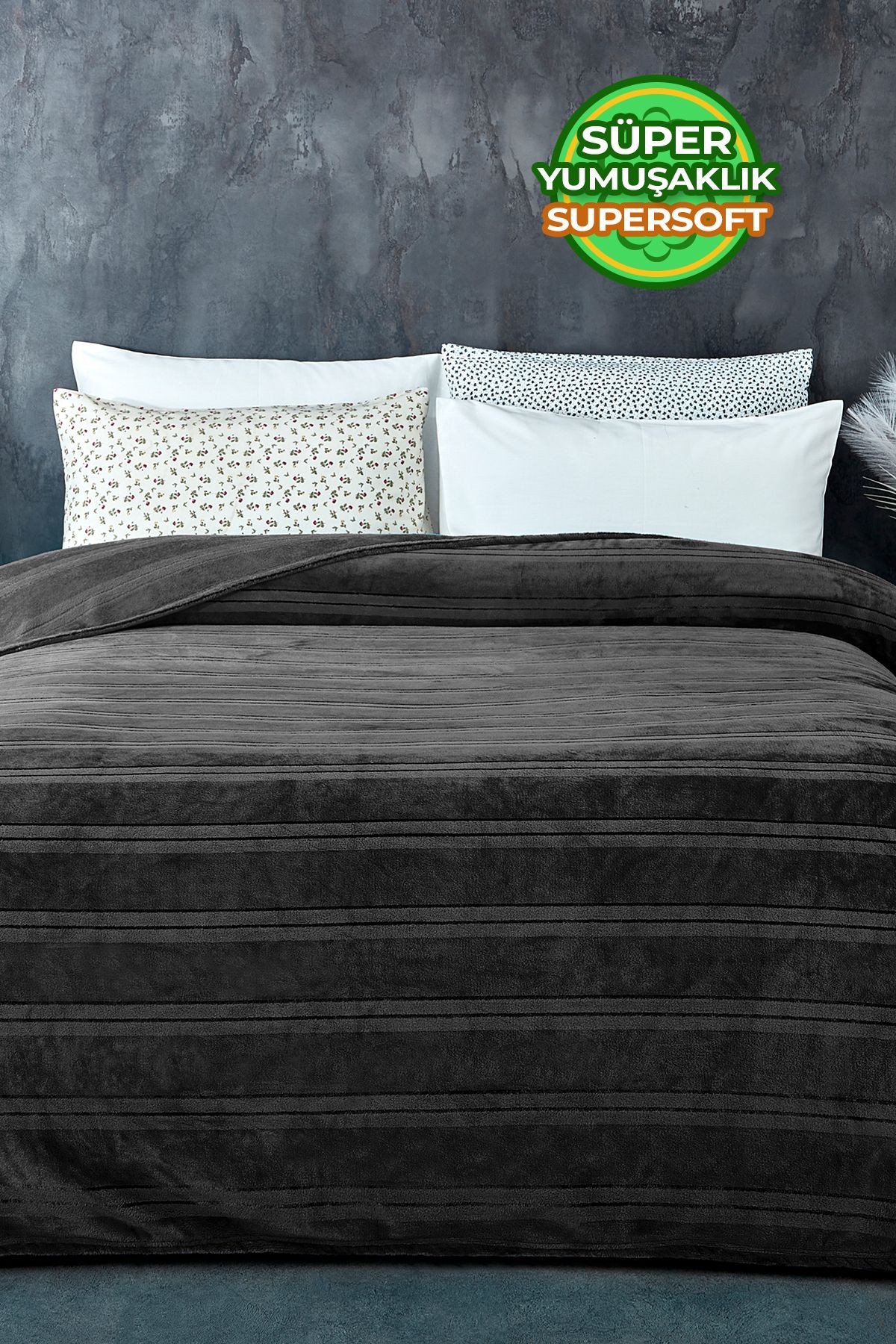 Supersoft Yumuşak Çift Kişilik Battaniye Yatak Örtüsü Mayer 180x230 Cm