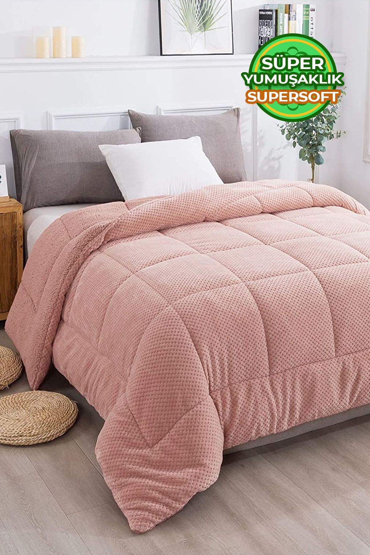 Ultra Yumuşak Tek Kişilik Çift Taraflı Wellsoft Peluş Yorgan Yıkanabilir 160x220 Cm