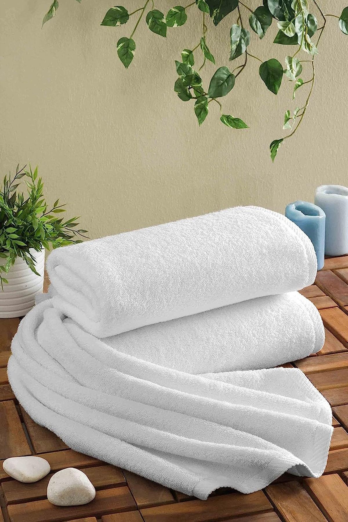 Banyo Otel Havlusu 70x140cm 480 gr %100 Pamuk Lüks Kalın Beyaz - beyaz 1'li