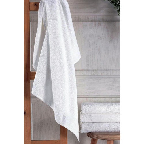 Evlen Home Collection %100 Pamuk Tekli Banyo Havlusu 70X140CM Otel Havlusu Beyaz Santa