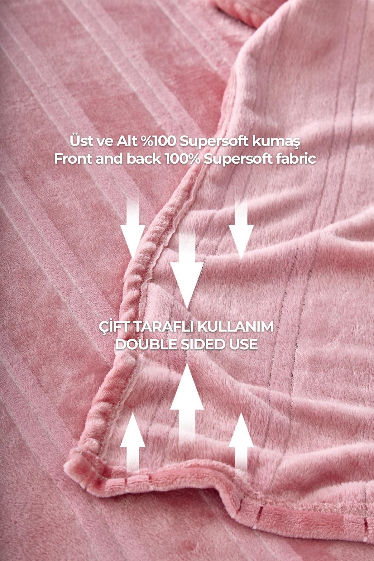 Supersoft Yumuşak Çift Kişilik Battaniye Yatak Örtüsü Mayer 180x230 Cm