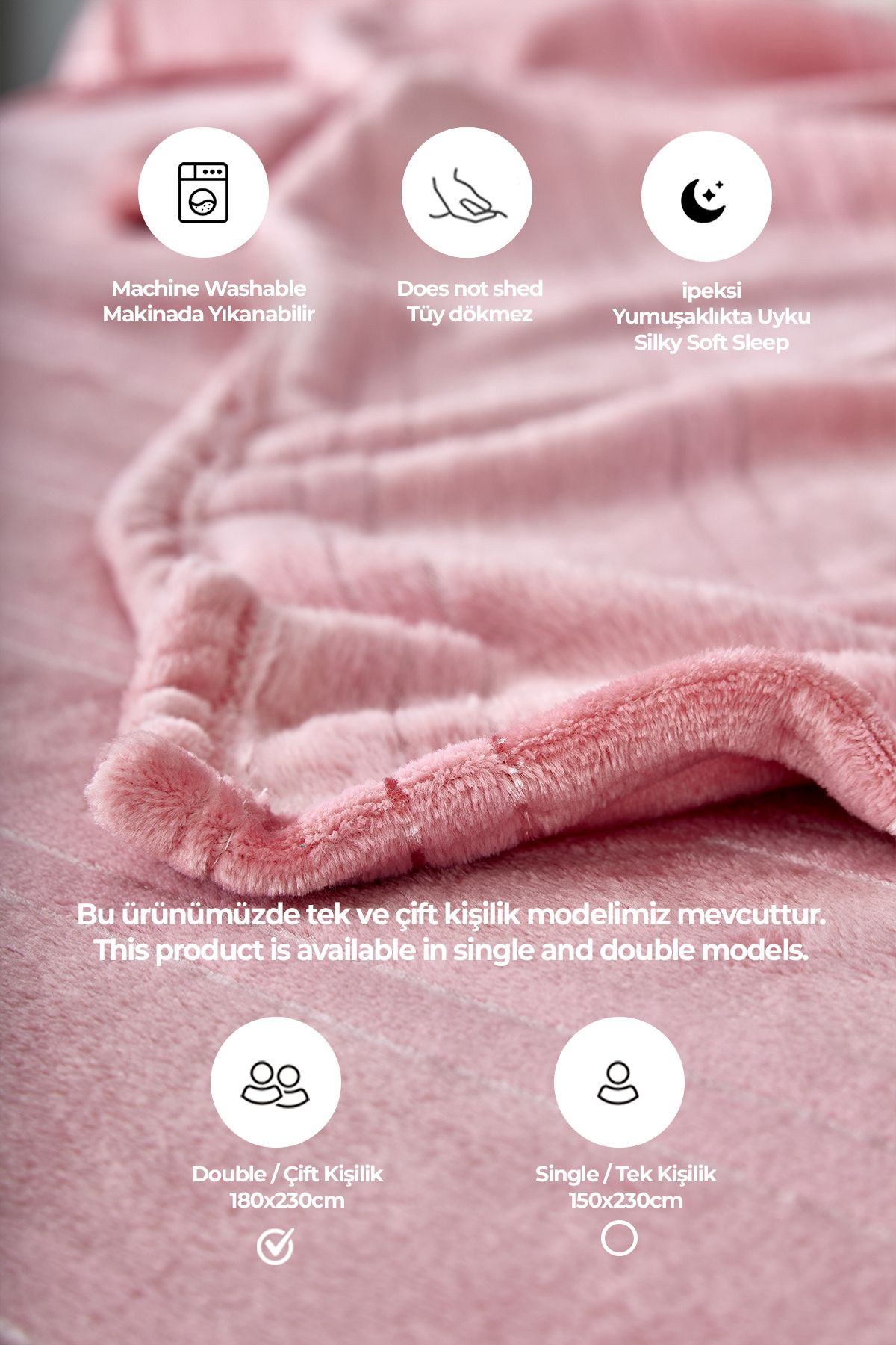 Supersoft Yumuşak Çift Kişilik Battaniye Yatak Örtüsü Mayer 180x230 Cm