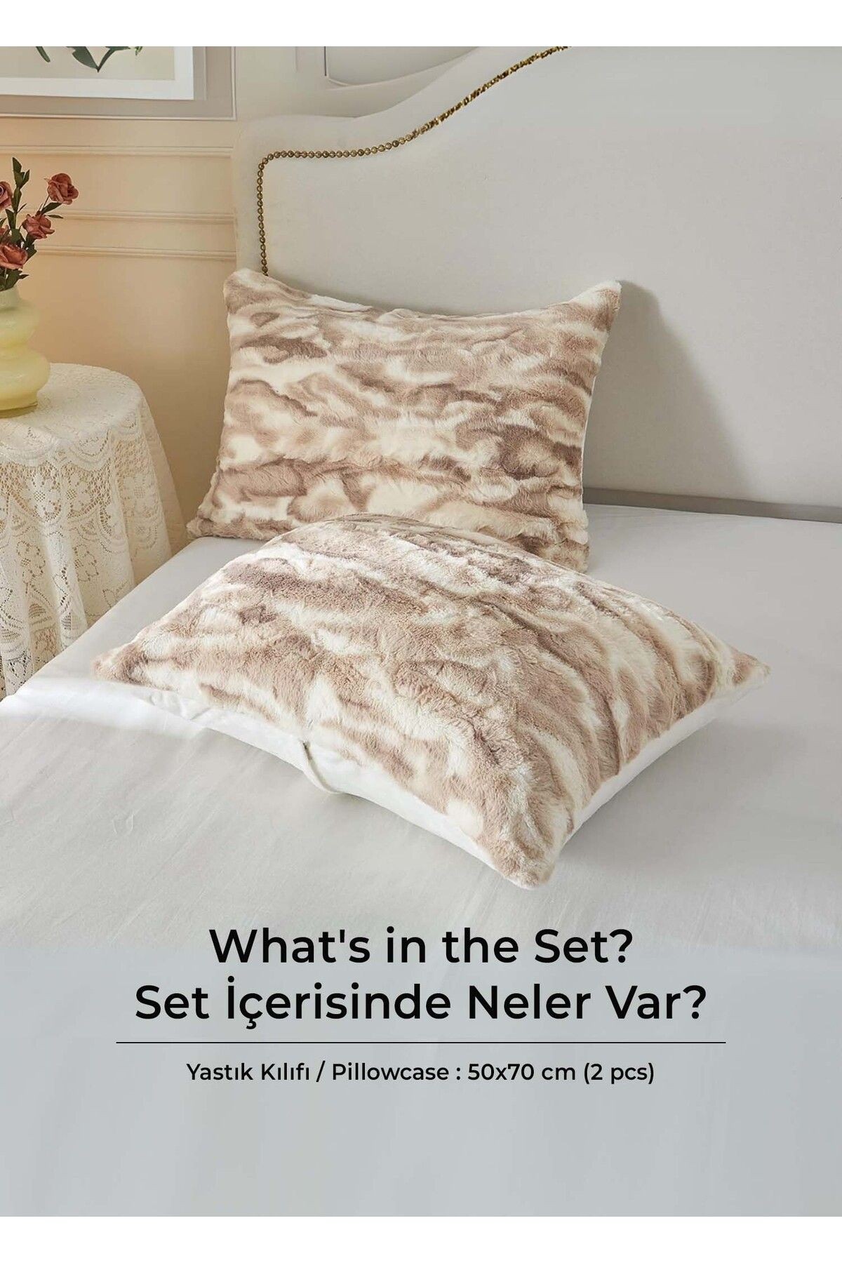 Kürklü Peluş 2'li Yastık Kılıfı 50x70 cm Yumuşak Supersoft Dekoratif Wellsoft