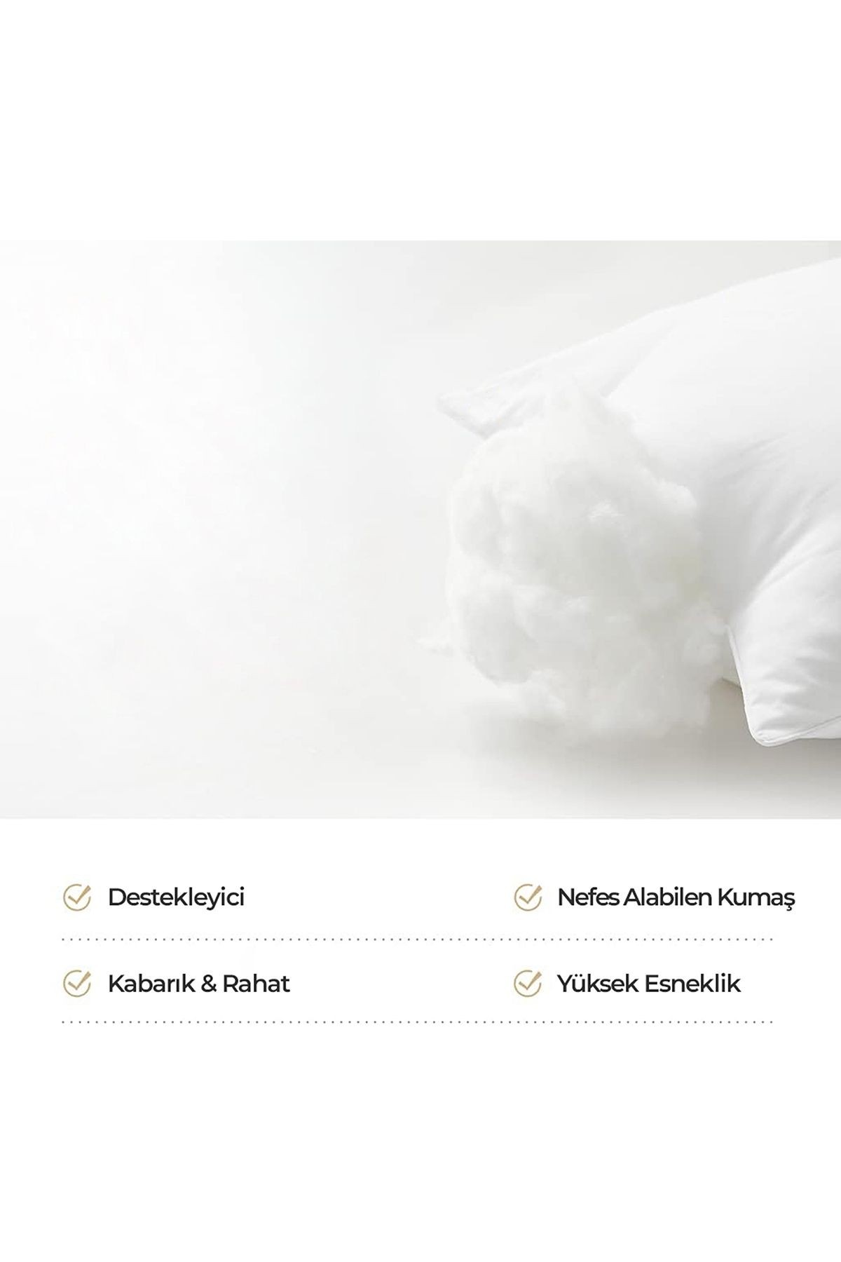 Pamuk Silikon Yastık Beyaz 50x70 Düz Sade Elyaf Dolgulu Otel Yıkanabilir Antibakteriyal Yumuşak