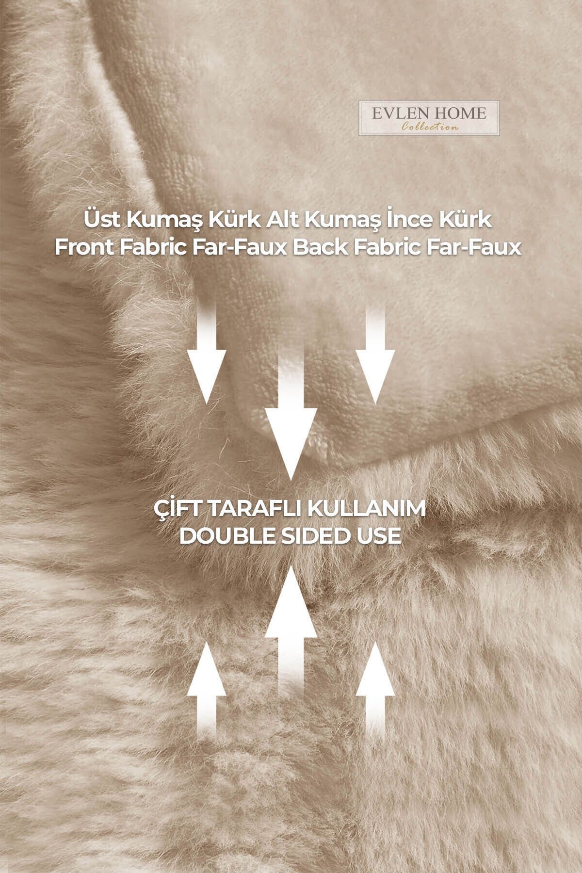Kürk Yatak Örtüsü Çift Kişilik Dolgulu Peluş Yumuşak Çift Taraflı Yorgan 3 Parça Loria