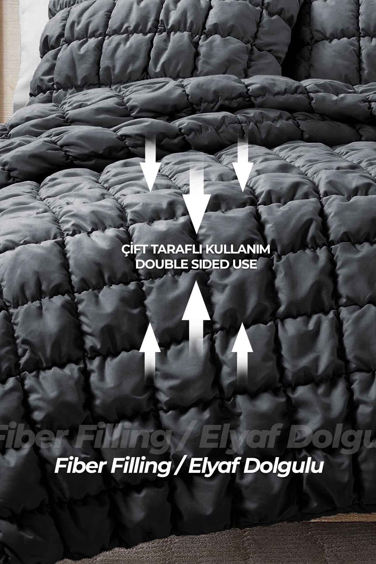 Puff Yatak Örtüsü Seti Çift Kişilik El İşi Pamuklu Yorgan 3 Parça Uyku Takımı 240x250 cm