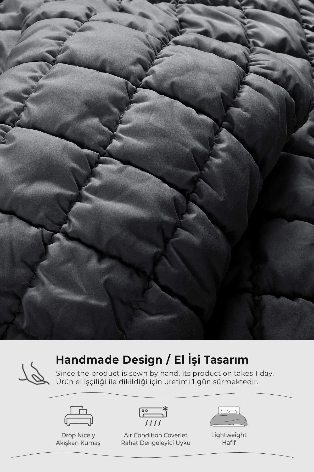 Puff Yatak Örtüsü Seti Tek Kişilik El İşi Pamuklu Yorgan 2 Parça Uyku Takımı 180x240 cm 