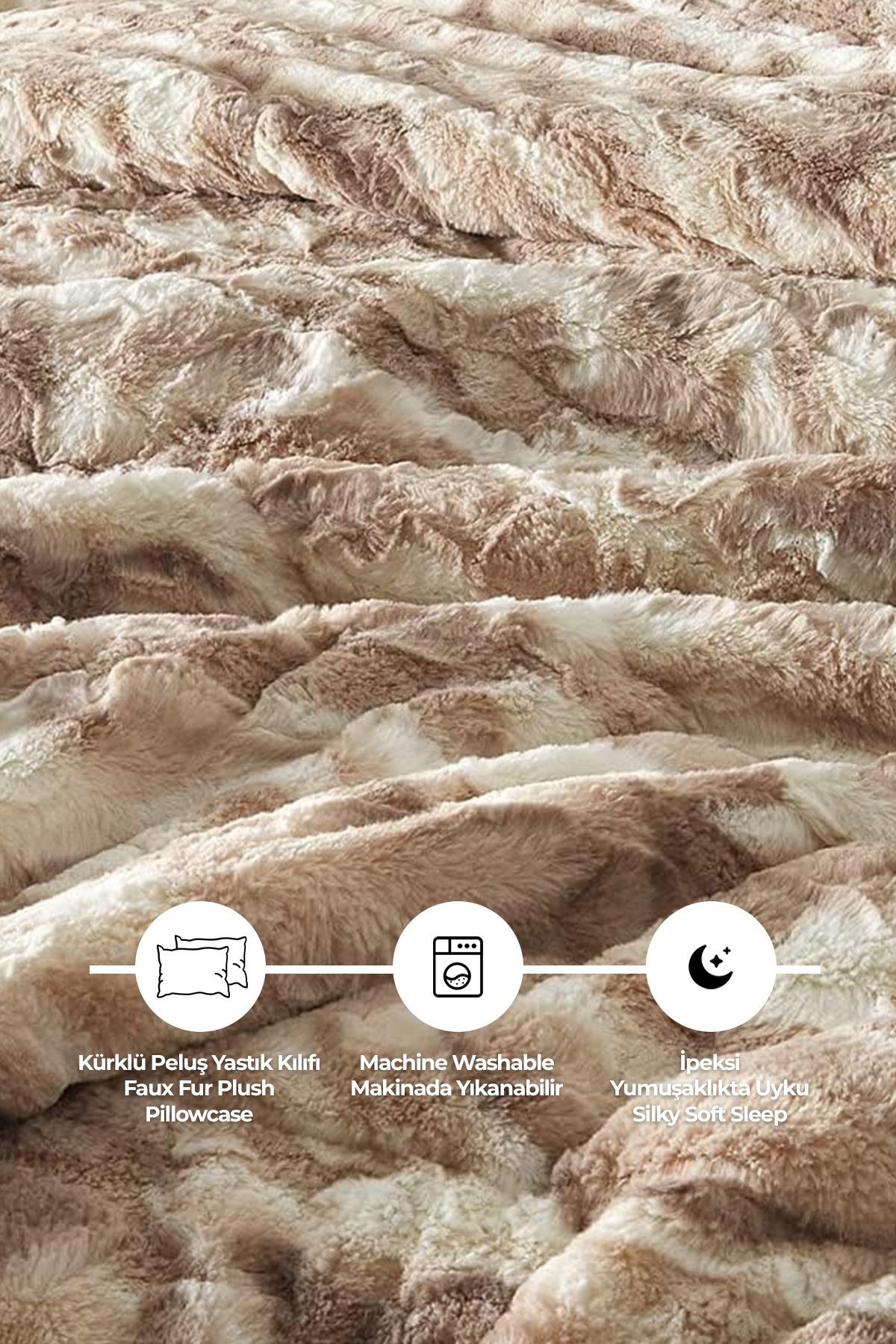 Kürklü Peluş 2'li Yastık Kılıfı 50x70 cm Yumuşak Supersoft Dekoratif Wellsoft