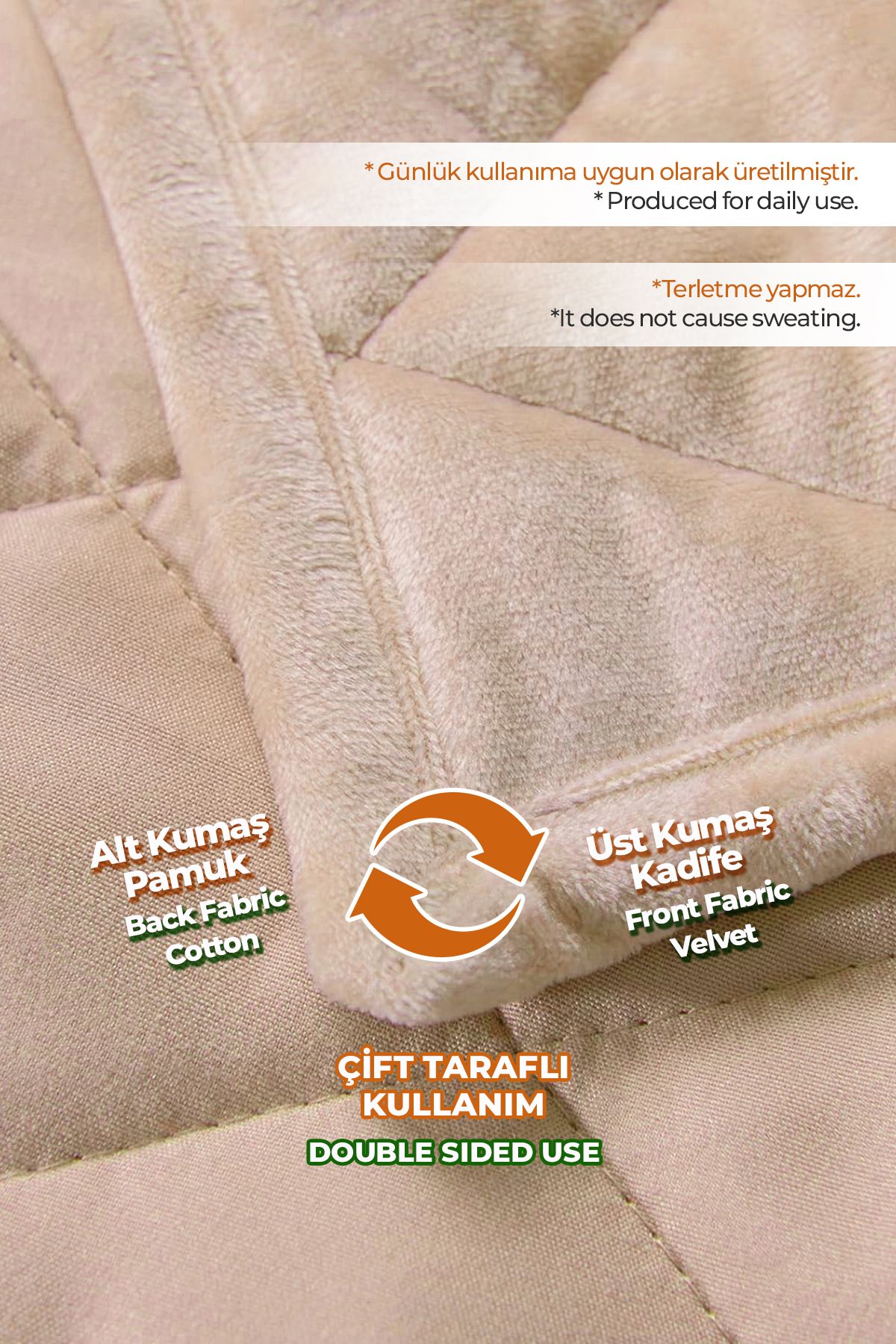 Kapitone Kadife Yatak Örtüsü Seti Çift Kişilik Supersoft 3 Parça Yumuşak Elyaf Dolgulu Çeyizlik