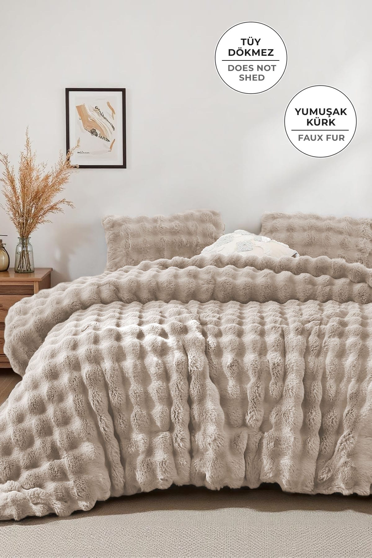 Yatak Örtüsü Seti Tek Kişilik Peluş Yumuşak Yorgan Wellsoft 2 Parça Lory