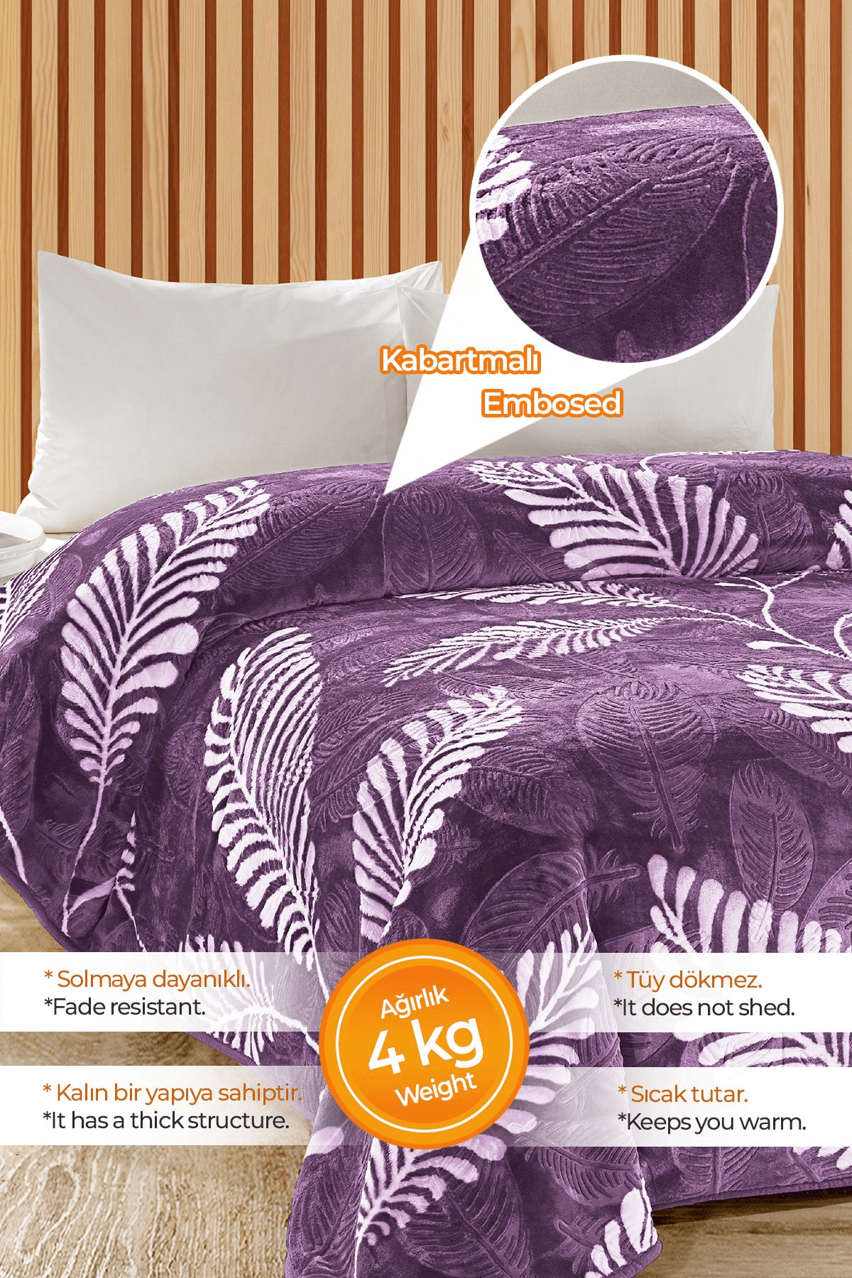 4 Kg Battaniye Supersoft Embos Kalın Yumuşak Peluş Çift Kişilik Yumoş 220x240 cm