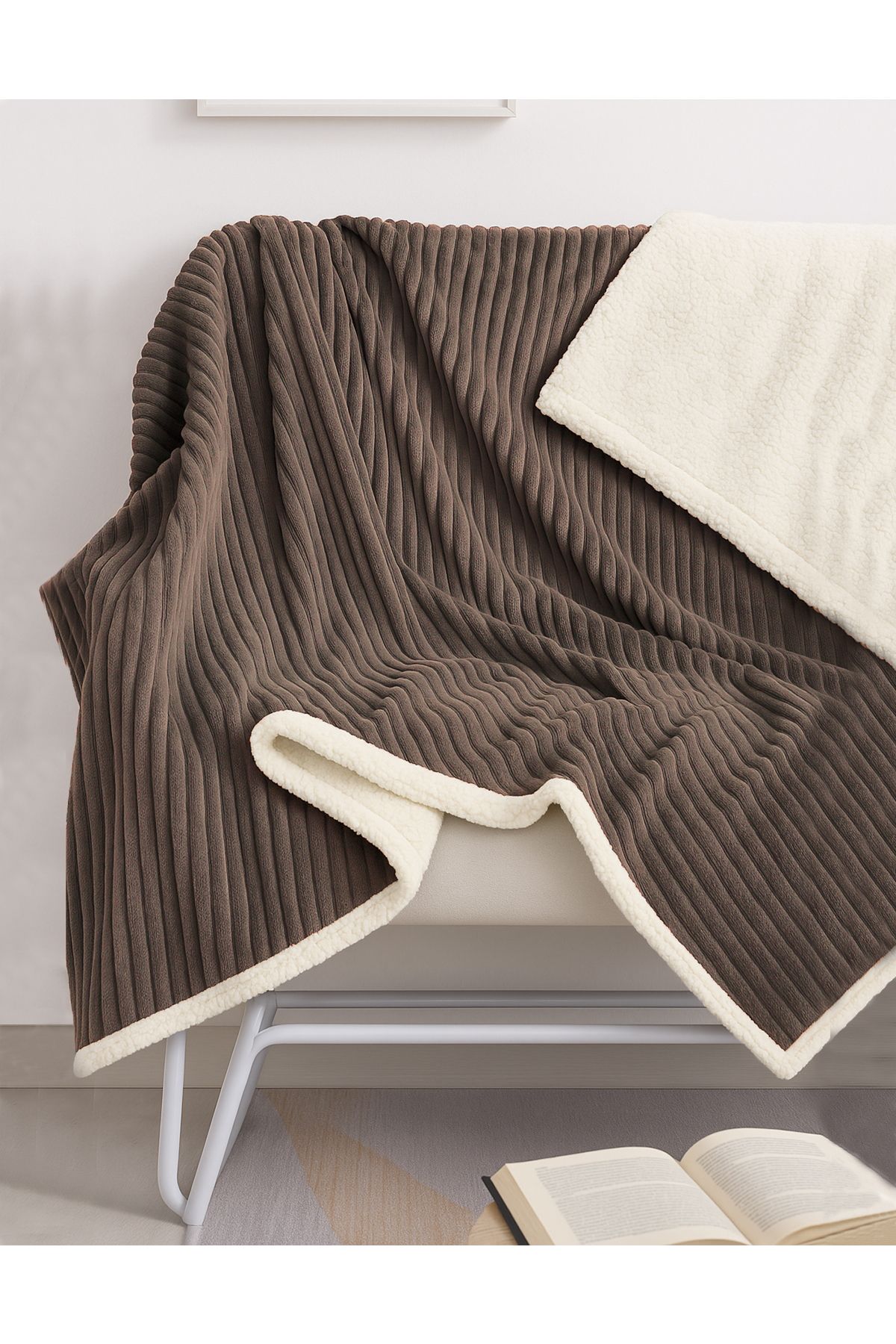 Sherpa Tv Battaniye Tek Kişilik Çizgili Yumuşak Peluş Wellsoft Yatak Örtüsü