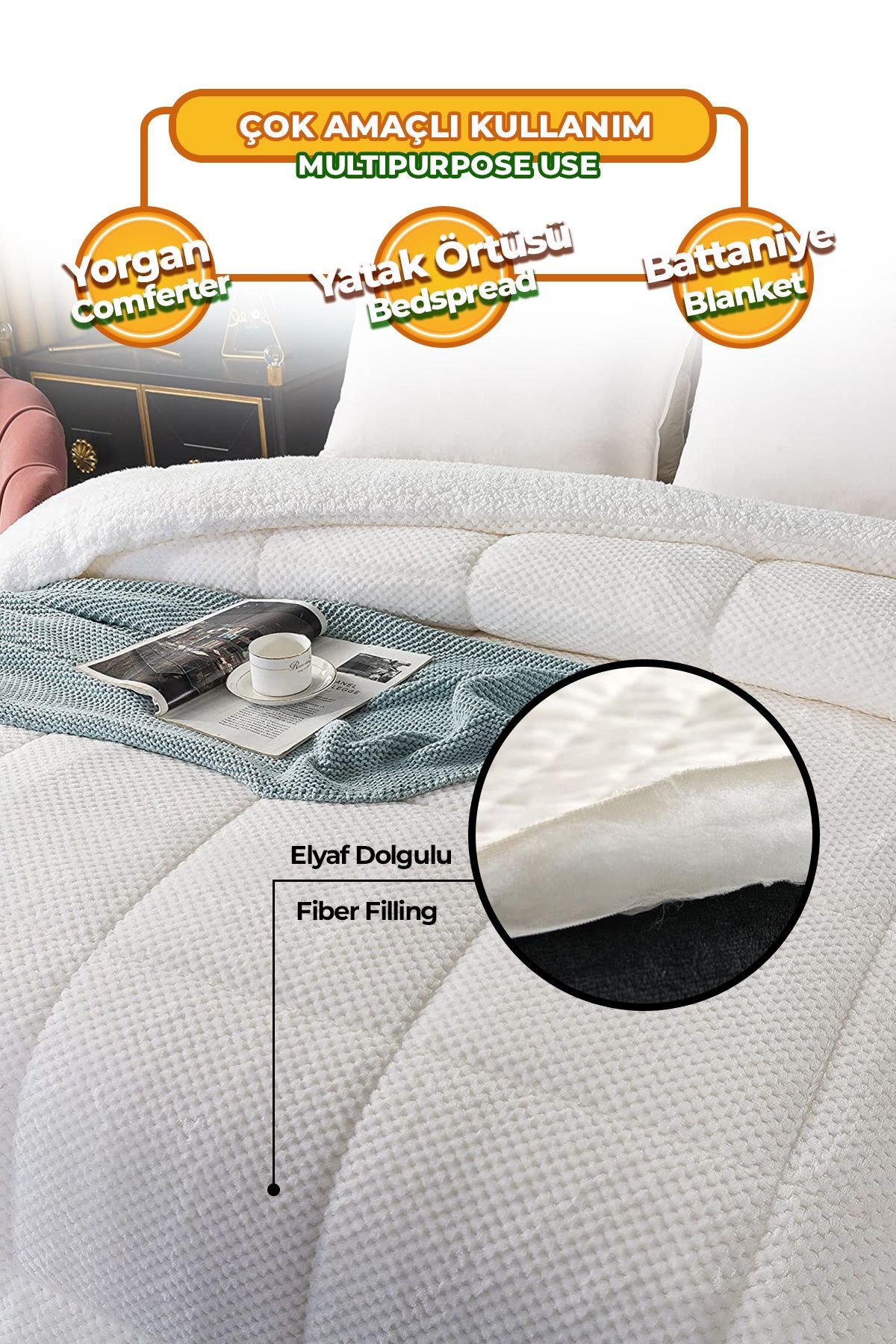 Ultra Yumuşak Çift Taraflı Wellsoft Peluş Yorgan Çift Kişilik (BATTANİYE/NEVRESİM) 200x220