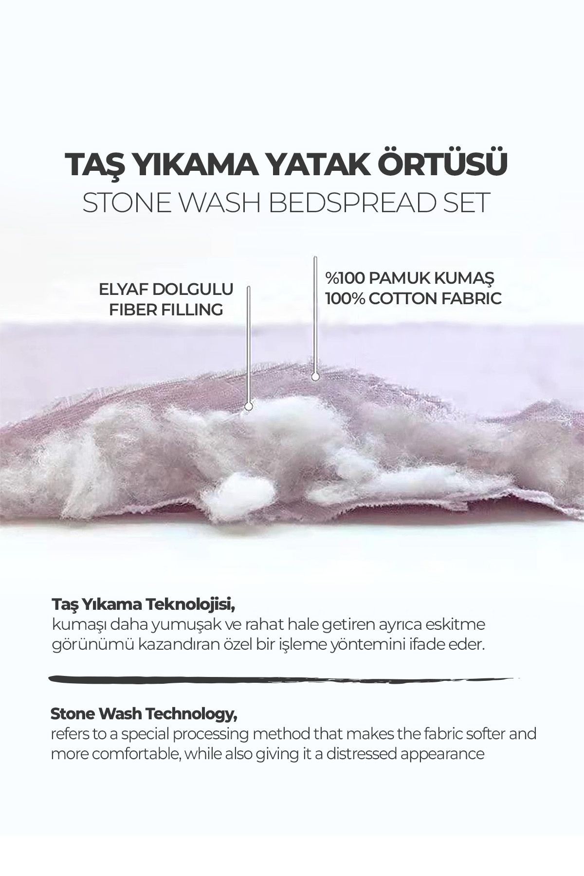 %100 Pamuk Çift Kişilik Özel Taş Yıkama Yatak Örtüsü Lüks Yumuşak Dayanıklı Modern Vitali