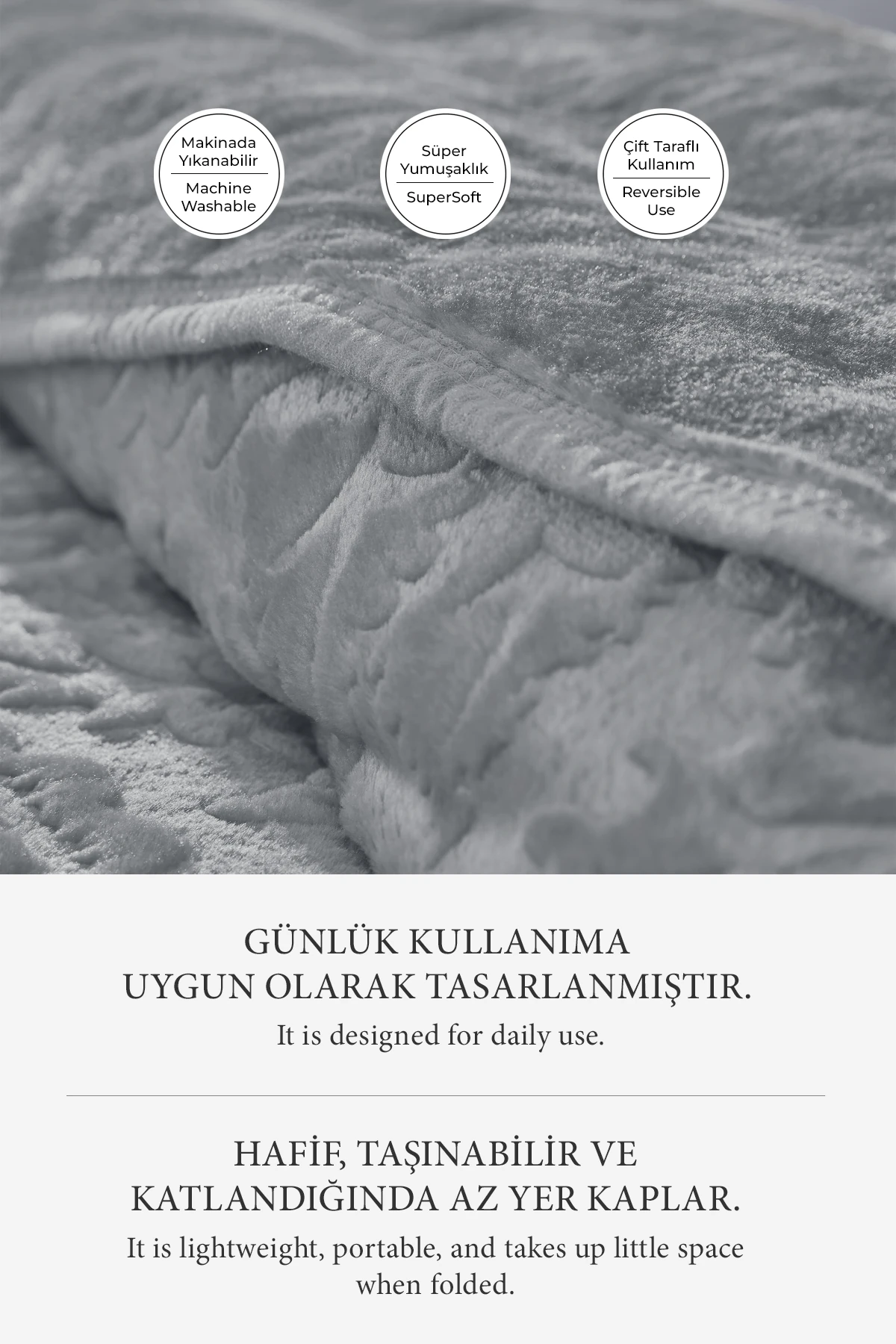 Maya Lora 3 Kg Embos Baskılı Battaniye Çift Kişilik Kalın Yumuşak 220x240 cm