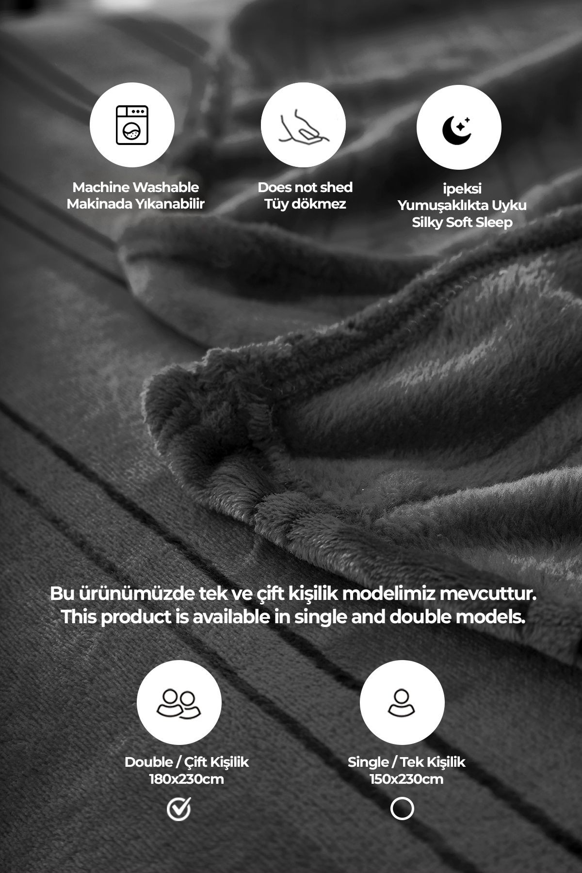 Supersoft Yumuşak Çift Kişilik Battaniye Yatak Örtüsü Mayer 180x230 Cm