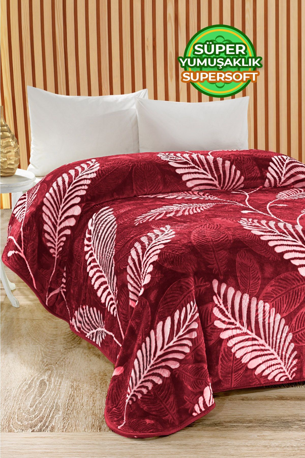 Kalın Yumuşak Peluş 4 Kg Battaniye Supersoft Embos Çift Kişilik Yumoş Kabartma 220x240 cm - kırmızı/lacivert