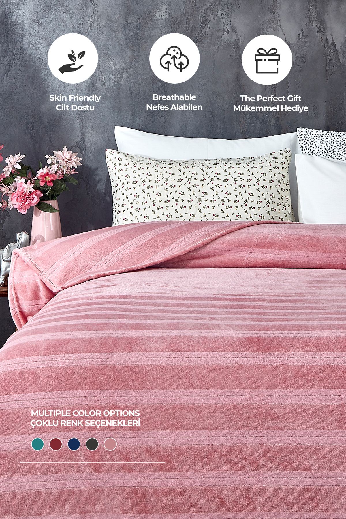 Supersoft Yumuşak Çift Kişilik Battaniye Yatak Örtüsü Mayer 180x230 Cm