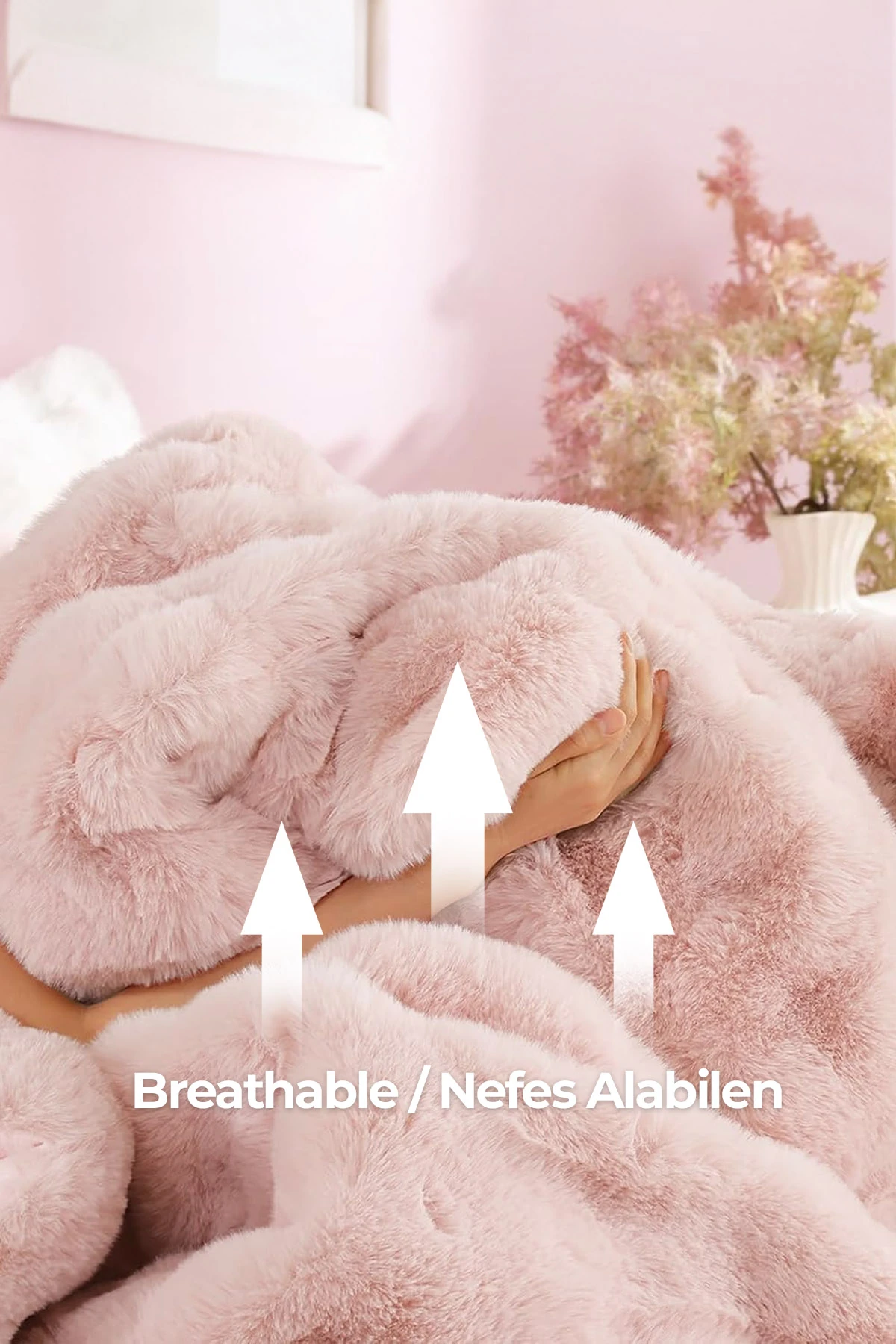 Kürk Yatak Örtüsü Çift Kişilik Dolgulu Peluş Yumuşak Çift Taraflı Yorgan 3 Parça Lory