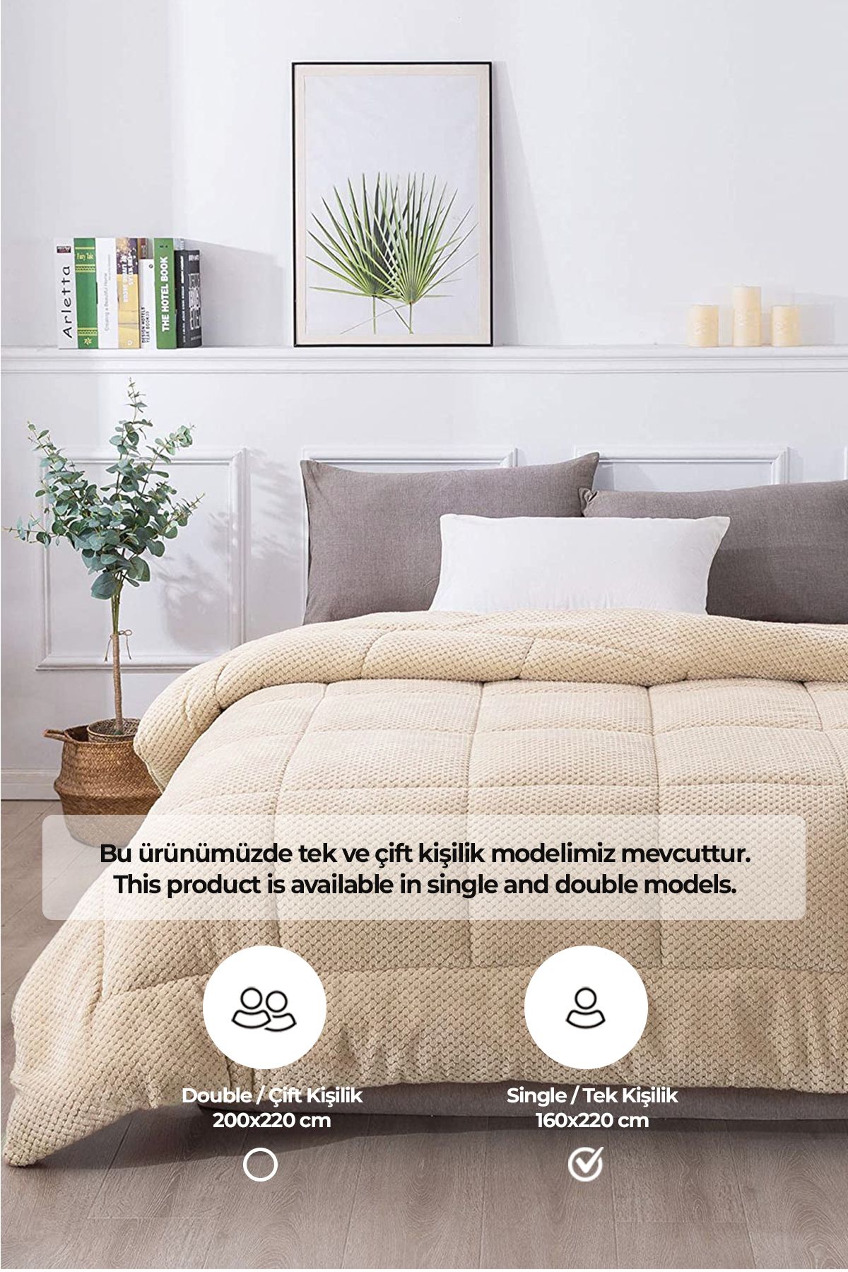 Ultra Yumuşak Tek Kişilik Çift Taraflı Wellsoft Peluş Yorgan Yıkanabilir 160x220 Cm