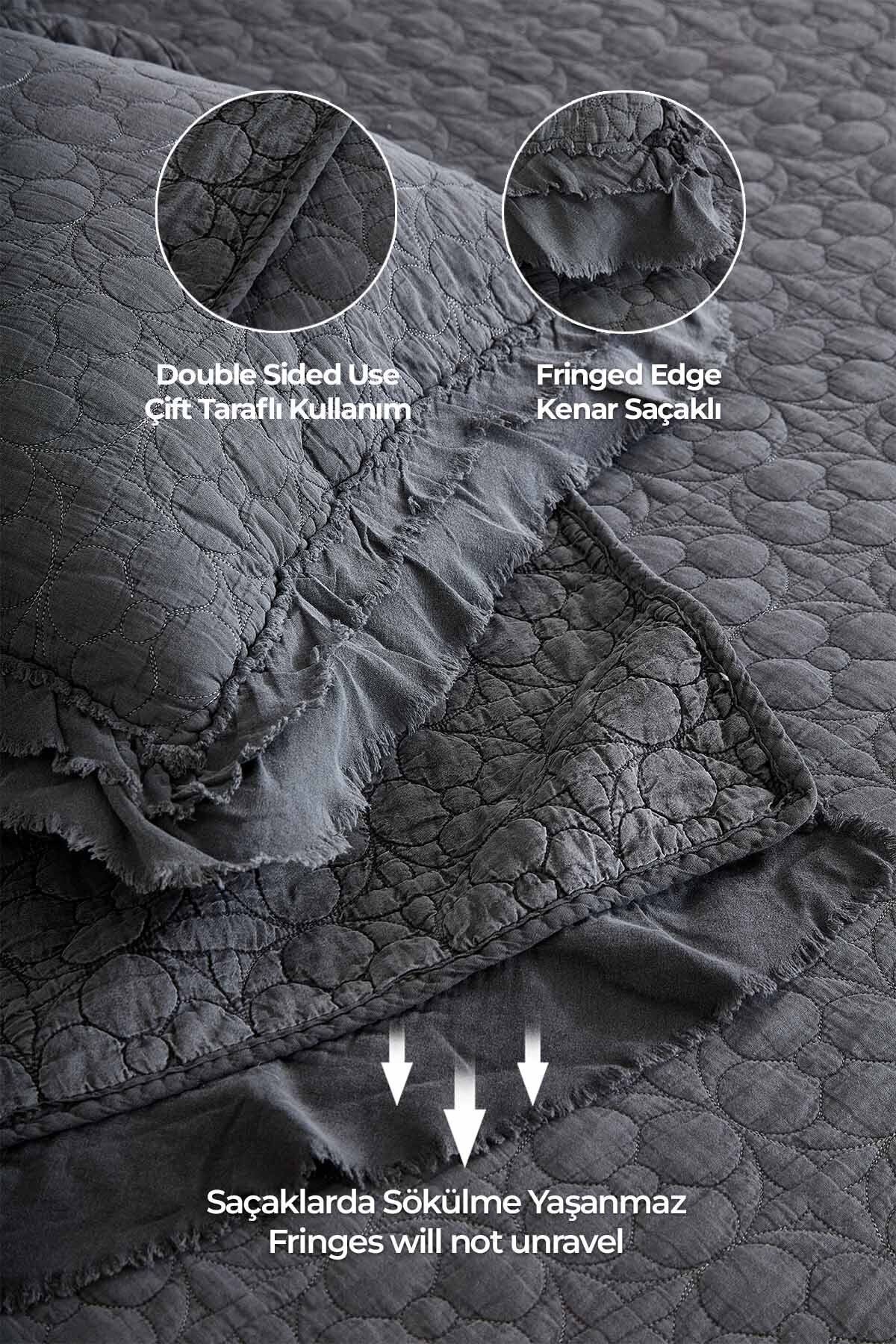 %100 Pamuk Çift Kişilik Taş Yıkama Yatak Örtüsü Lüks Yumuşak Dayanıklı Chester