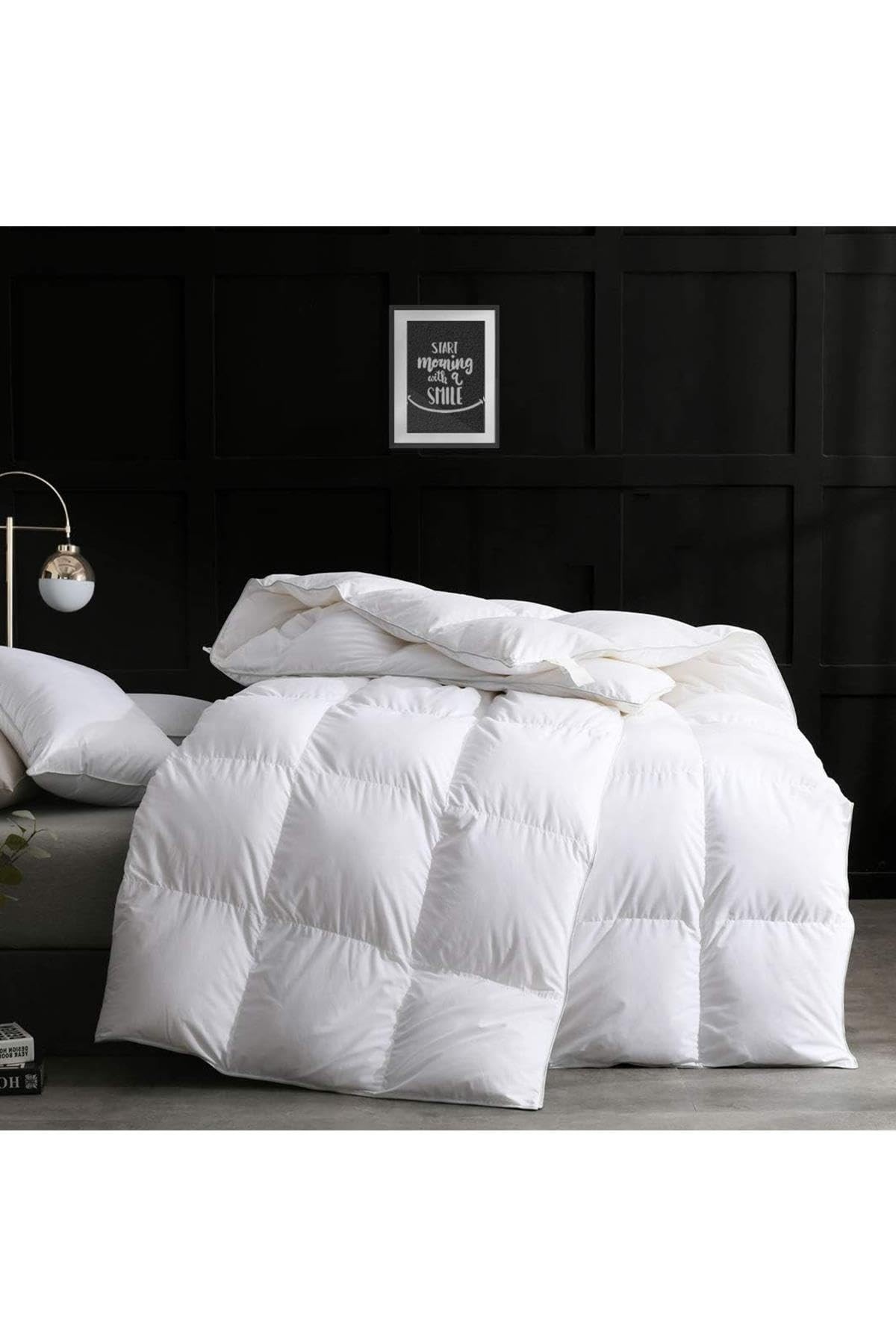 Silikon Yorgan Çift Kişilik 195x215 cm Beyaz Düz Sade Yumuşak Dolgulu Microfiber Kışlık Yorgan