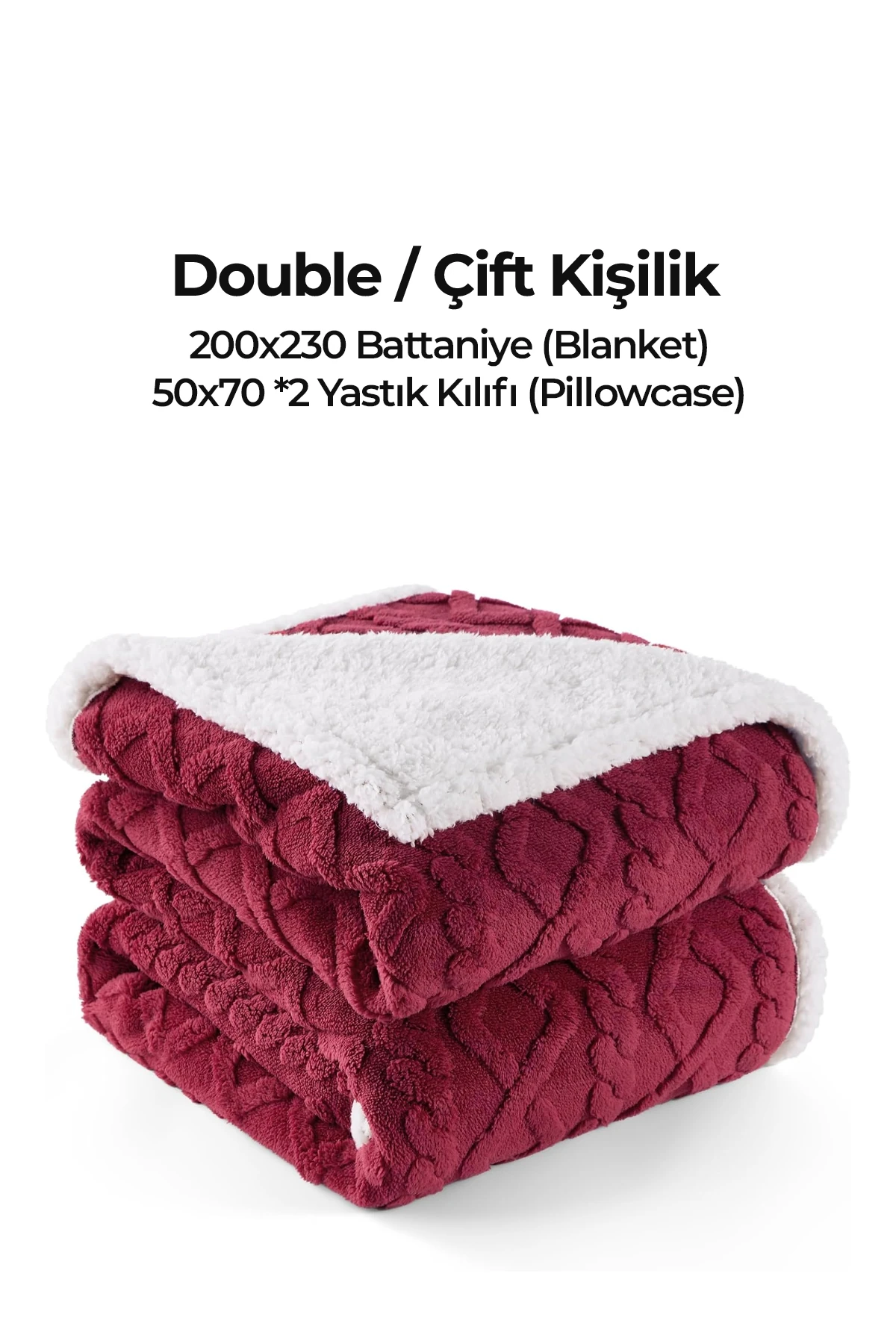 Pufly Jakar Sherpa Battaniye Seti Çift Kişilik 3 Parça Yumuşak Peluş Wellsoft Yatak Örtüsü