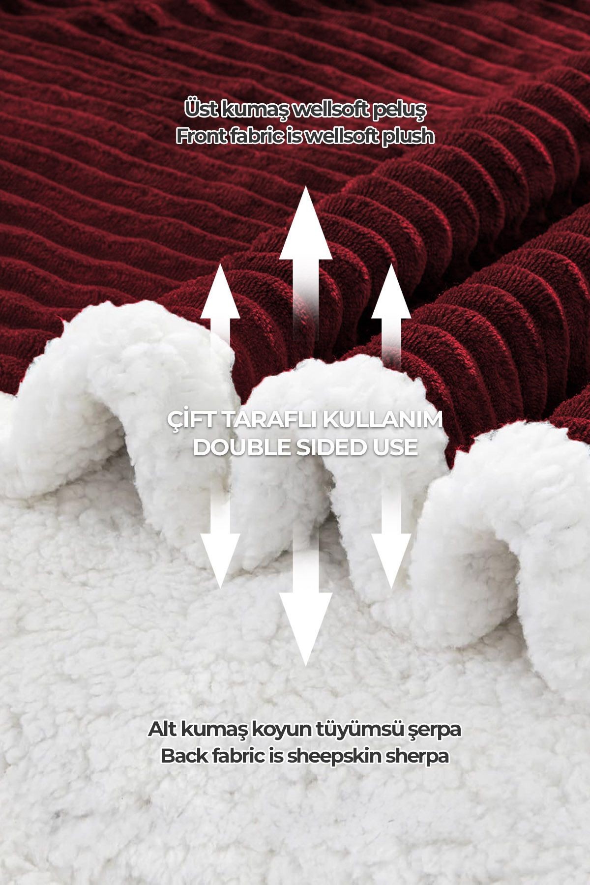 Sherpa Battaniye Çift Kişilik Çizgili Yumuşak Peluş Wellsoft Yatak Örtüsü
