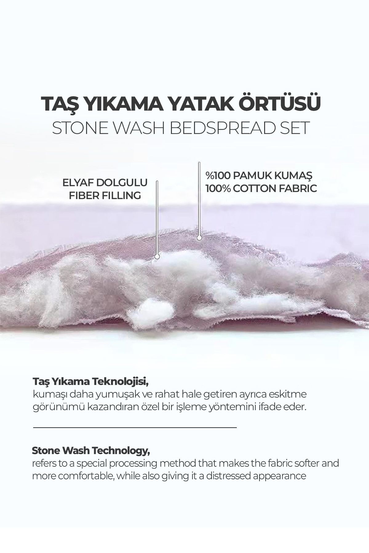 %100 Pamuk Çift Kişilik Özel Taş Yıkama Yatak Örtüsü Yumuşak Dayanıklı Modern Rabio