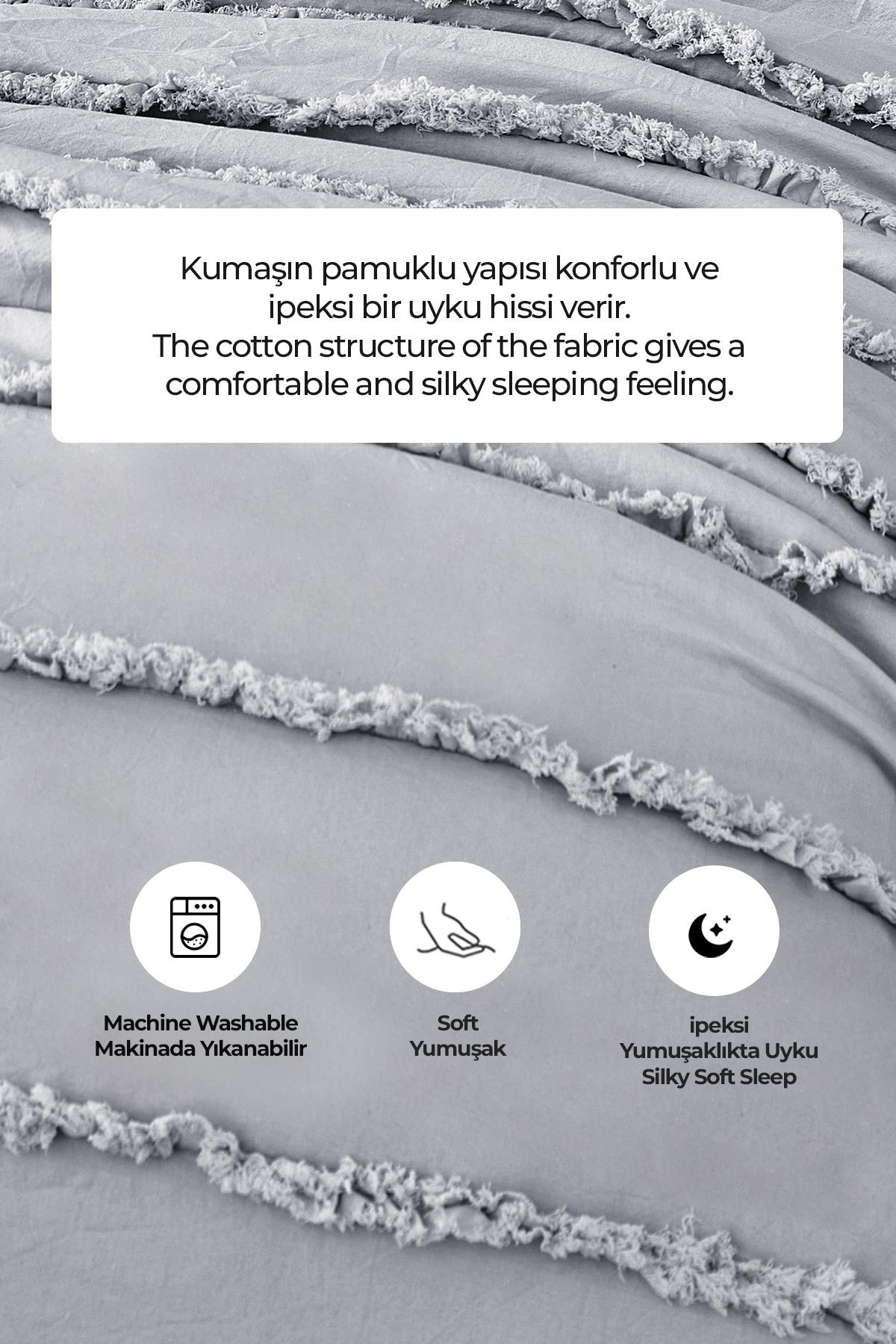 Pamuklu Echos Yatak Örtüsü Takımı Günlük Tek Kişilik 2 Parça Dolgulu El İşi