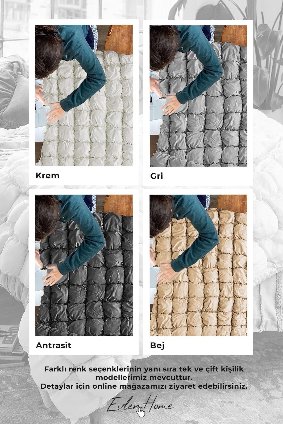 Puff Yatak Örtüsü Seti Çift Kişilik El İşi Pamuklu Yorgan 3 Parça Uyku Takımı 240x250 cm