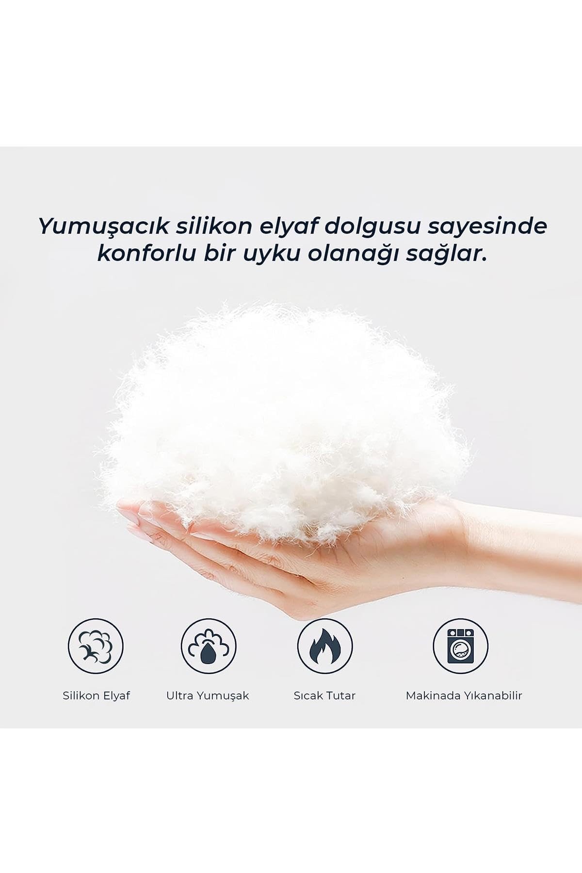 Silikon Yorgan Çift Kişilik 195x215 cm Beyaz Düz Sade Yumuşak Dolgulu Microfiber Kışlık Yorgan