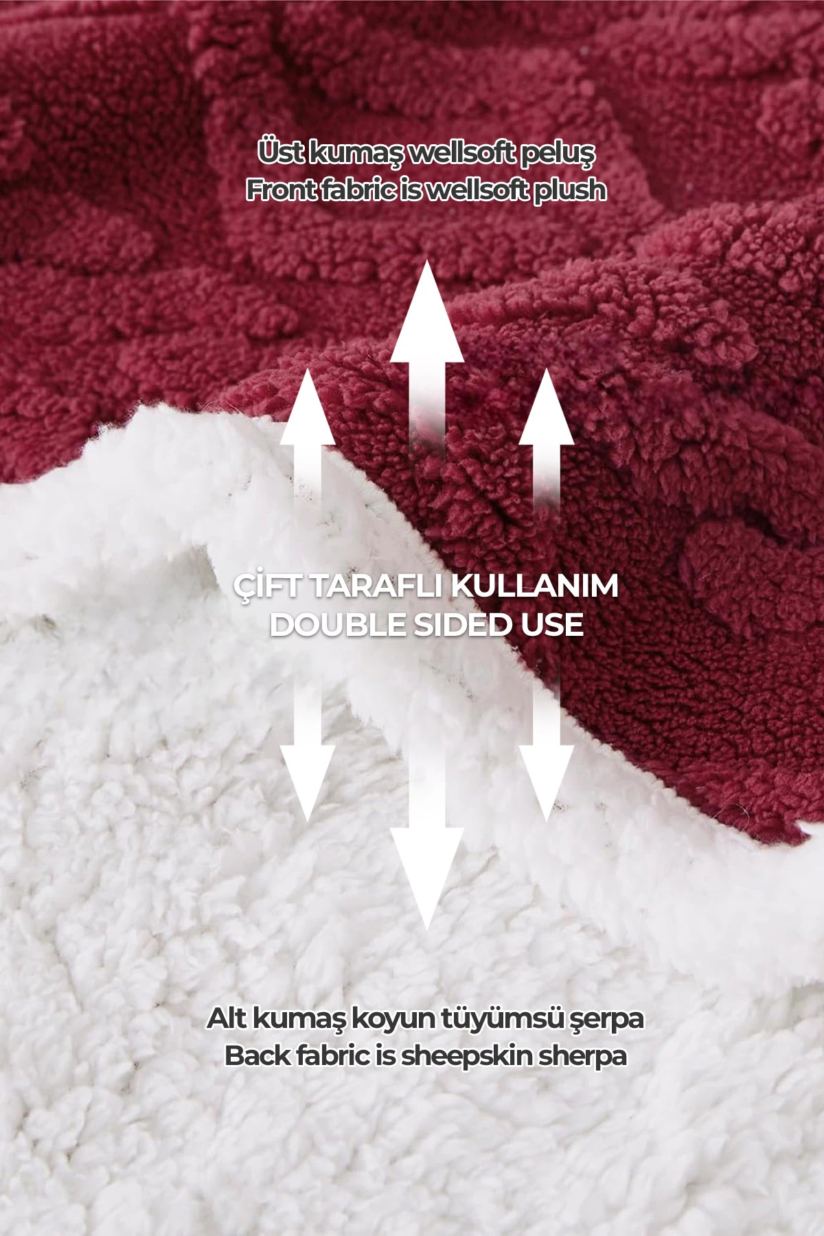 Pufly Jakar Sherpa Battaniye Seti Çift Kişilik 3 Parça Yumuşak Peluş Wellsoft Yatak Örtüsü