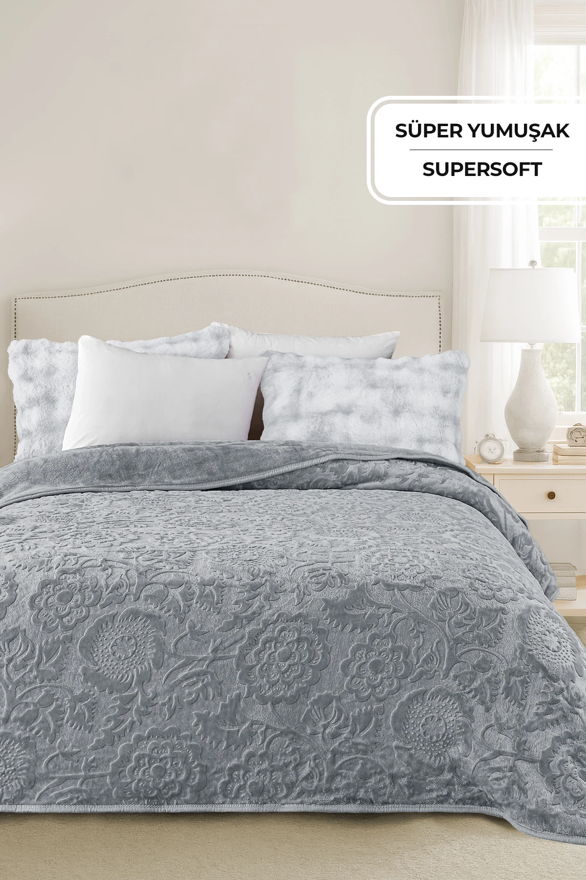 Maya Lora 3 Kg Embos Baskılı Battaniye Çift Kişilik Kalın Yumuşak 220x240 cm