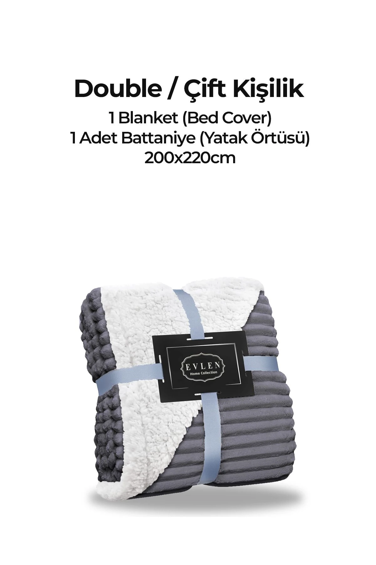 Sherpa Battaniye Çift Kişilik Çizgili Yumuşak Peluş Wellsoft Yatak Örtüsü