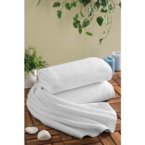 Evlen Home Collection %100 Pamuk Tekli Banyo Havlusu 70X140CM Otel Havlusu Beyaz Santa